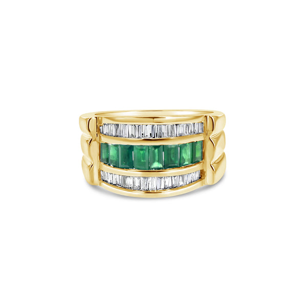 2 Carat Emerald Diamond Baguette Cocktail Ring