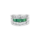 2 Carat Emerald Diamond Baguette Cocktail Ring 14k Yellow or White Gold