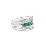 2 Carat Emerald Diamond Baguette Cocktail Ring 14k Yellow or White Gold