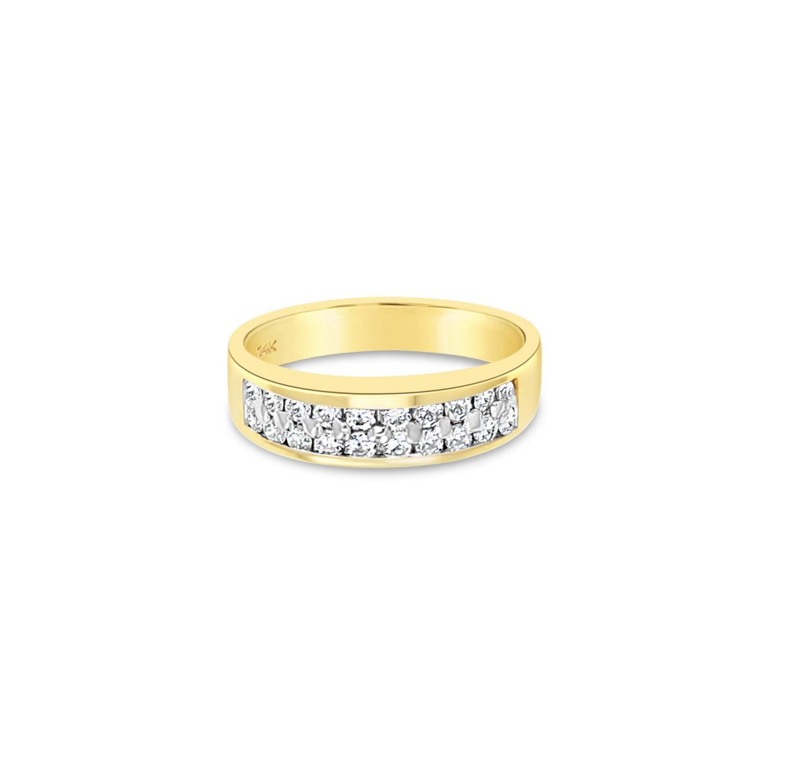 Two Row Diamond Wedding Band .52cttw 14K Yellow Gold