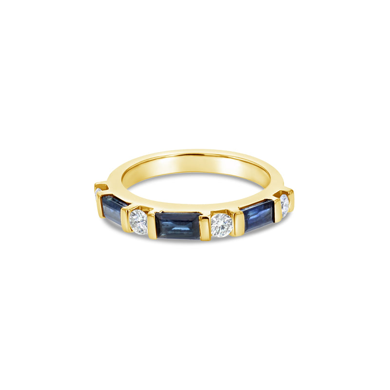 Sapphire Diamond Baguette Wedding Band .31cttw 14k Gold