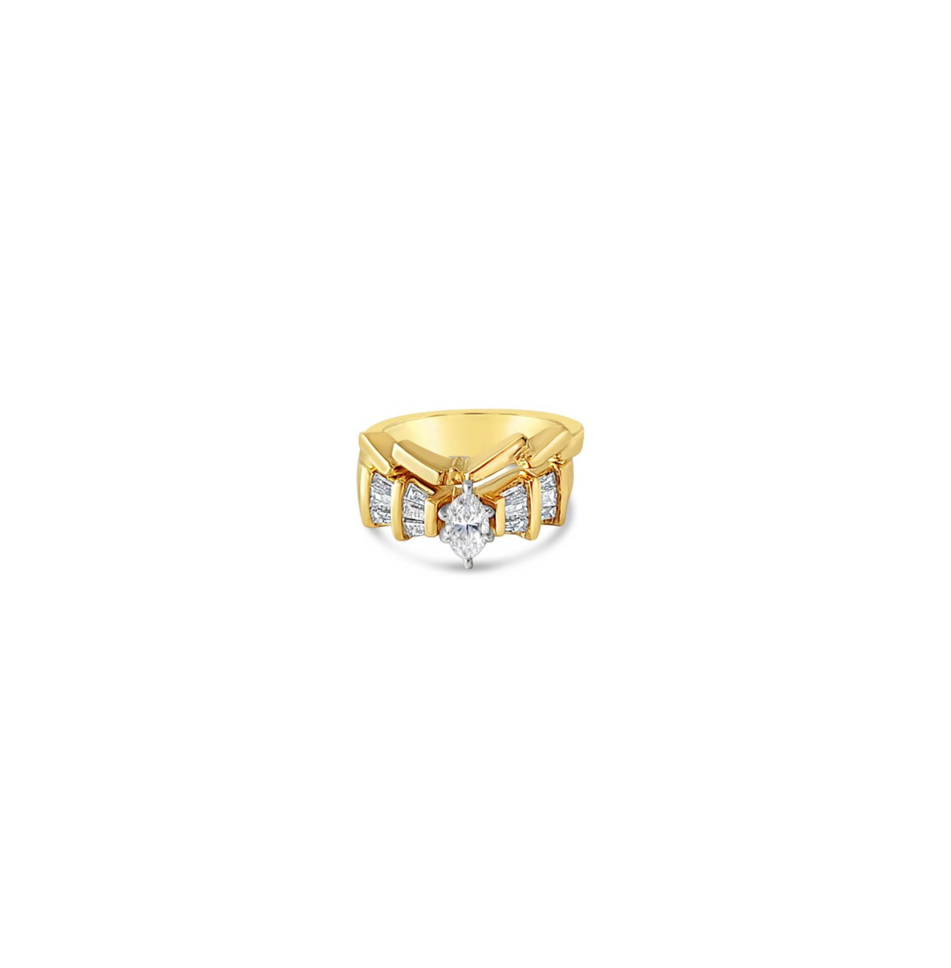 Marquise Diamond Bridal Wedding Set Rings 2.00cttw 14k Yellow Gold