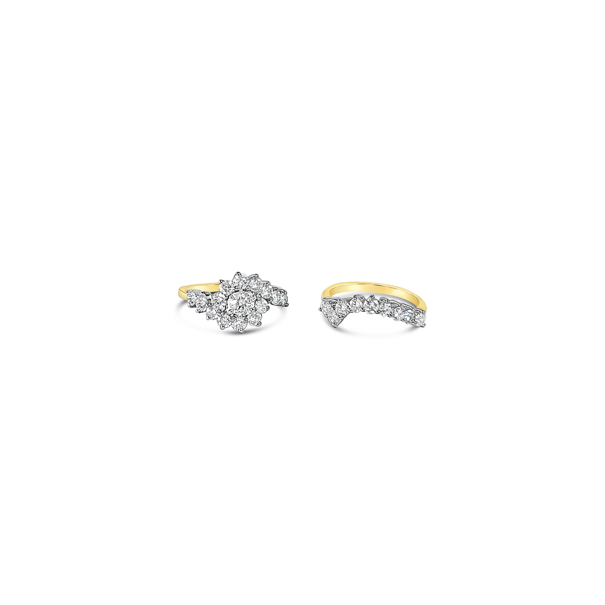 Large Round Diamond Bridal Ring Set 2.00cttw 14k Two-Toned Gold