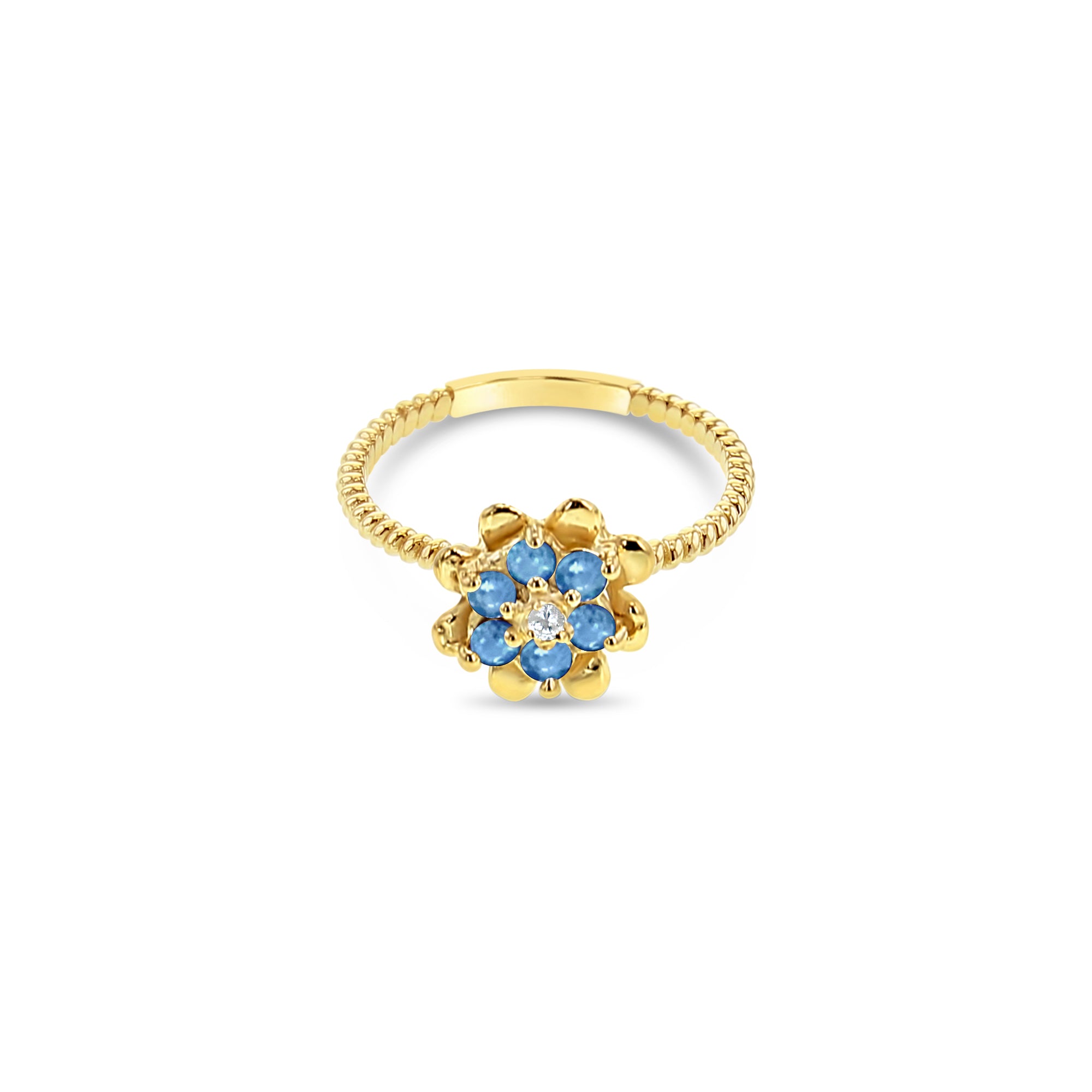 Custom Gemstone Small Tulip Ring 14k Yellow Gold