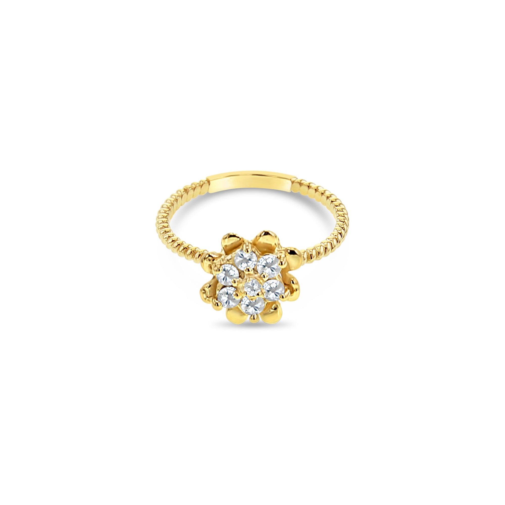 Diamond Tulip Flower Ring .25cttw 14k Yellow Gold