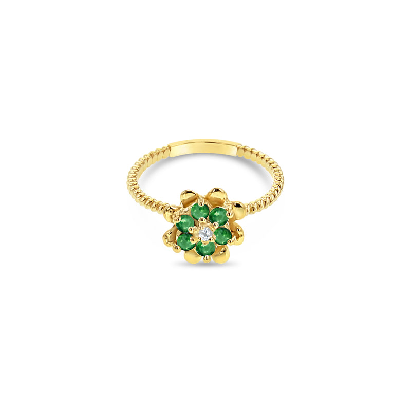 Emerald Tulip Ring 14k Yellow Gold