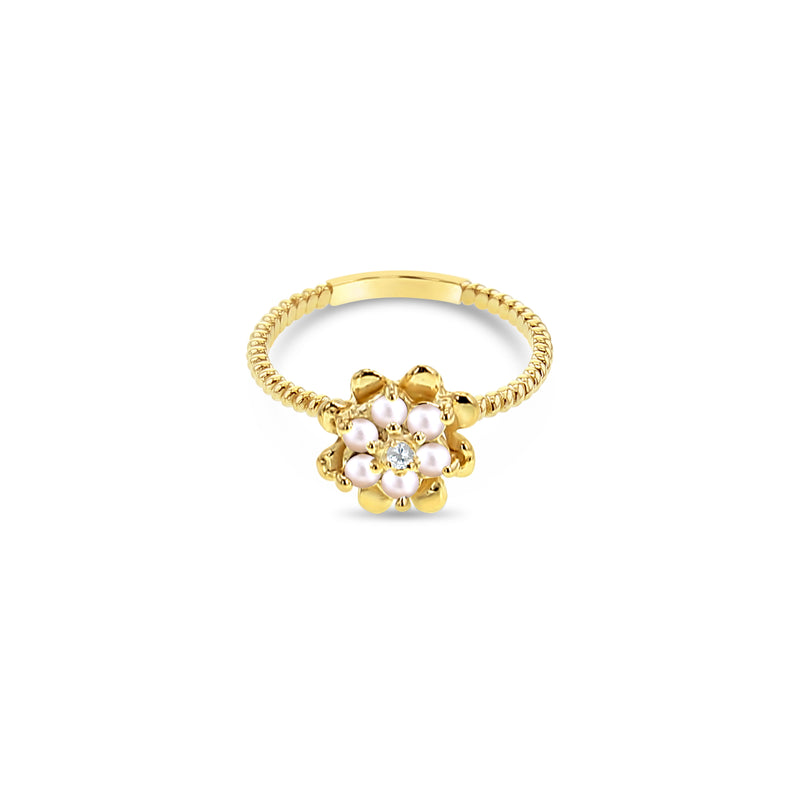 Custom Gemstone Small Tulip Ring 14k Yellow Gold