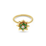 Tall Emerald Tulip Ring 14k Yellow Gold