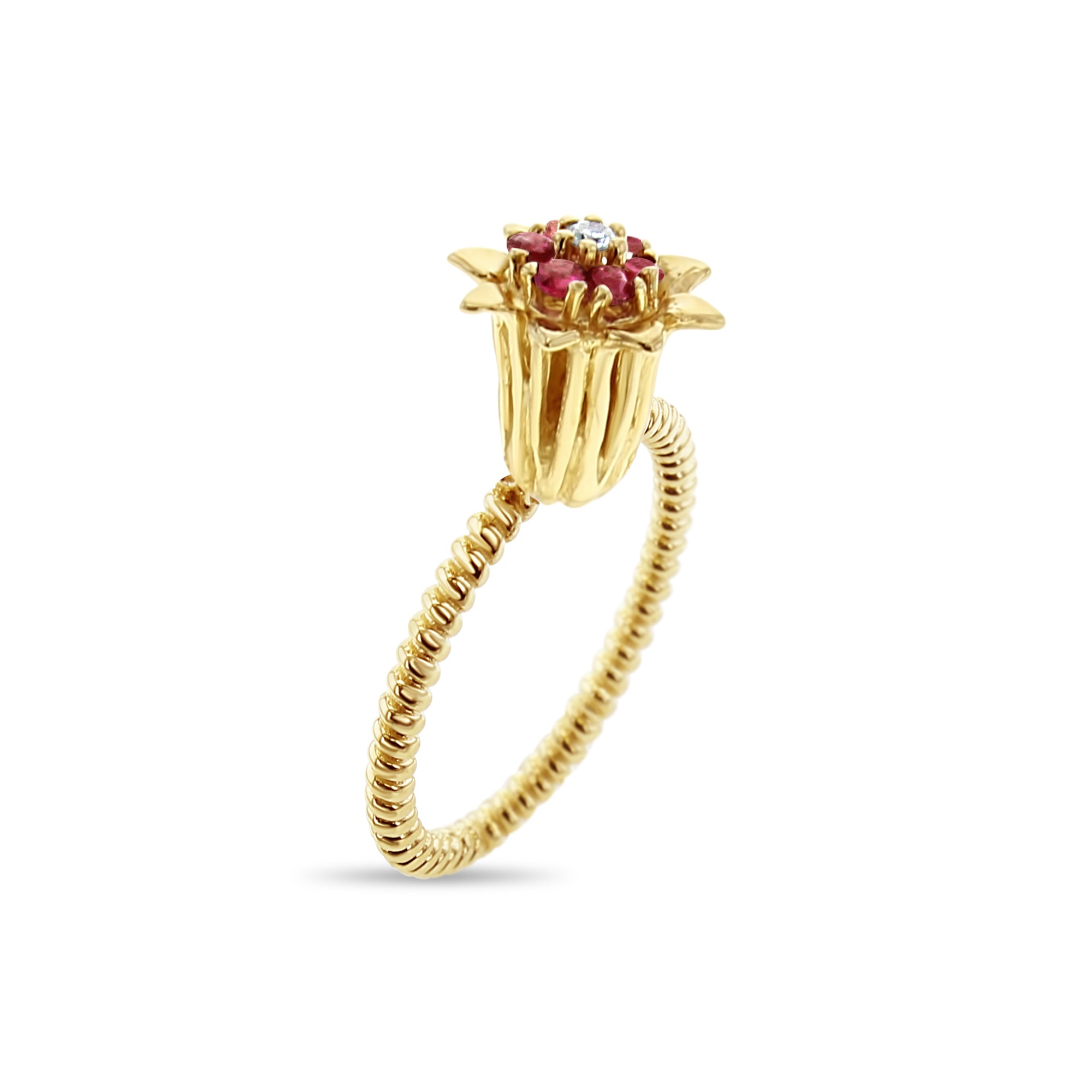 Tall Amethyst Tulip Ring 14k Yellow Gold