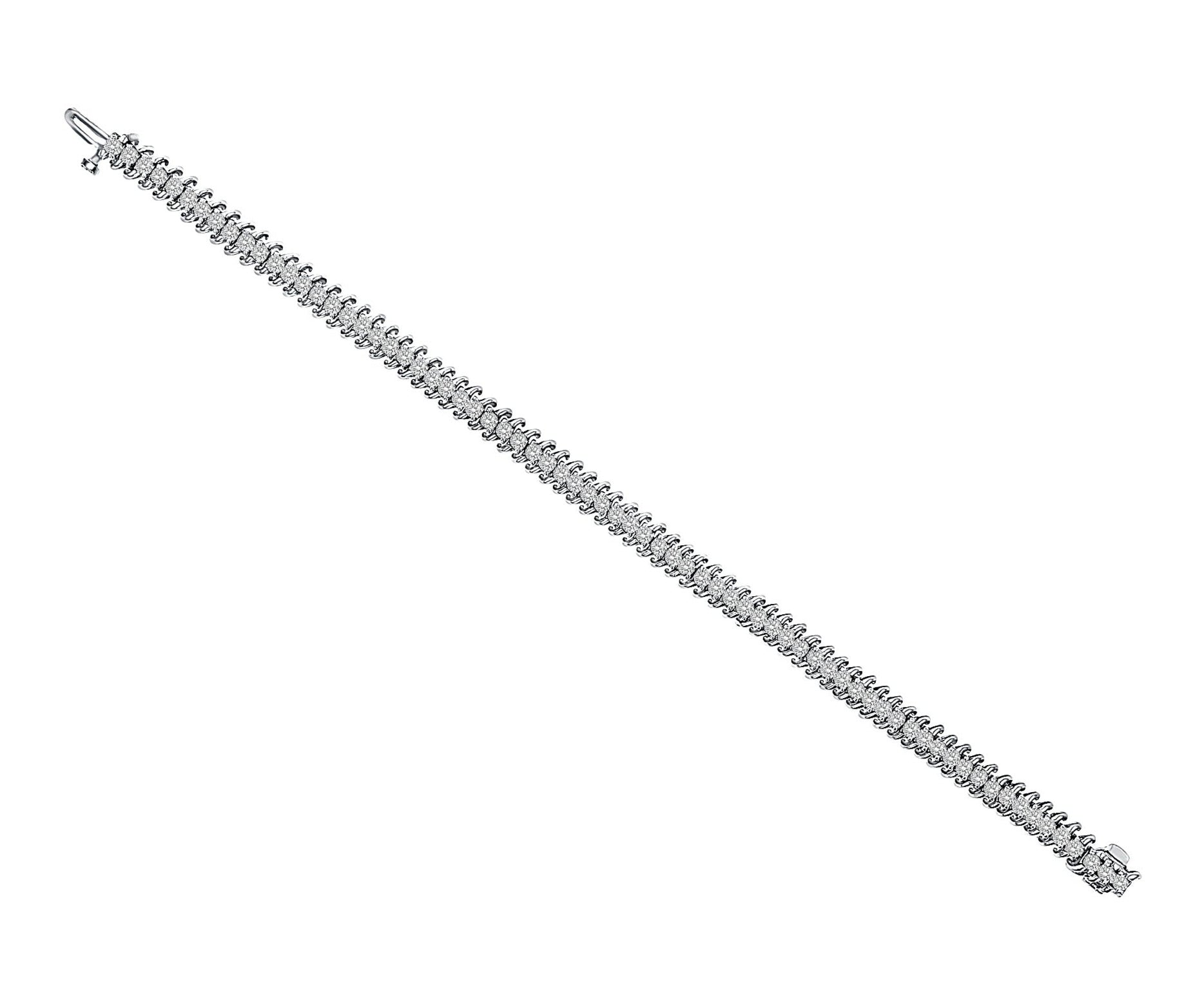 S Style Diamond Tennis Bracelet 3.60cttw 14k White Gold