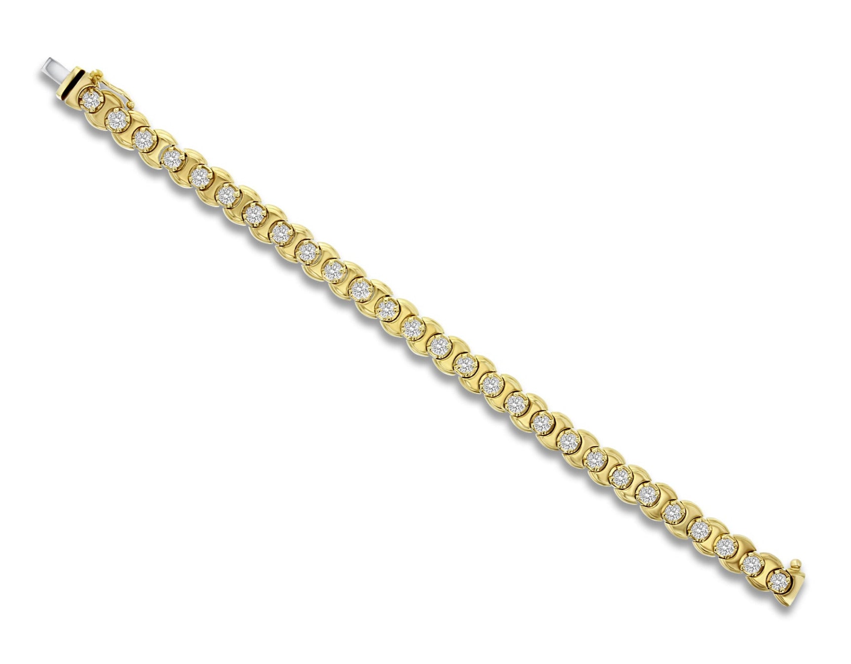 Five Carat Diamond Bezel Tennis Bracelet 14k Yellow Gold