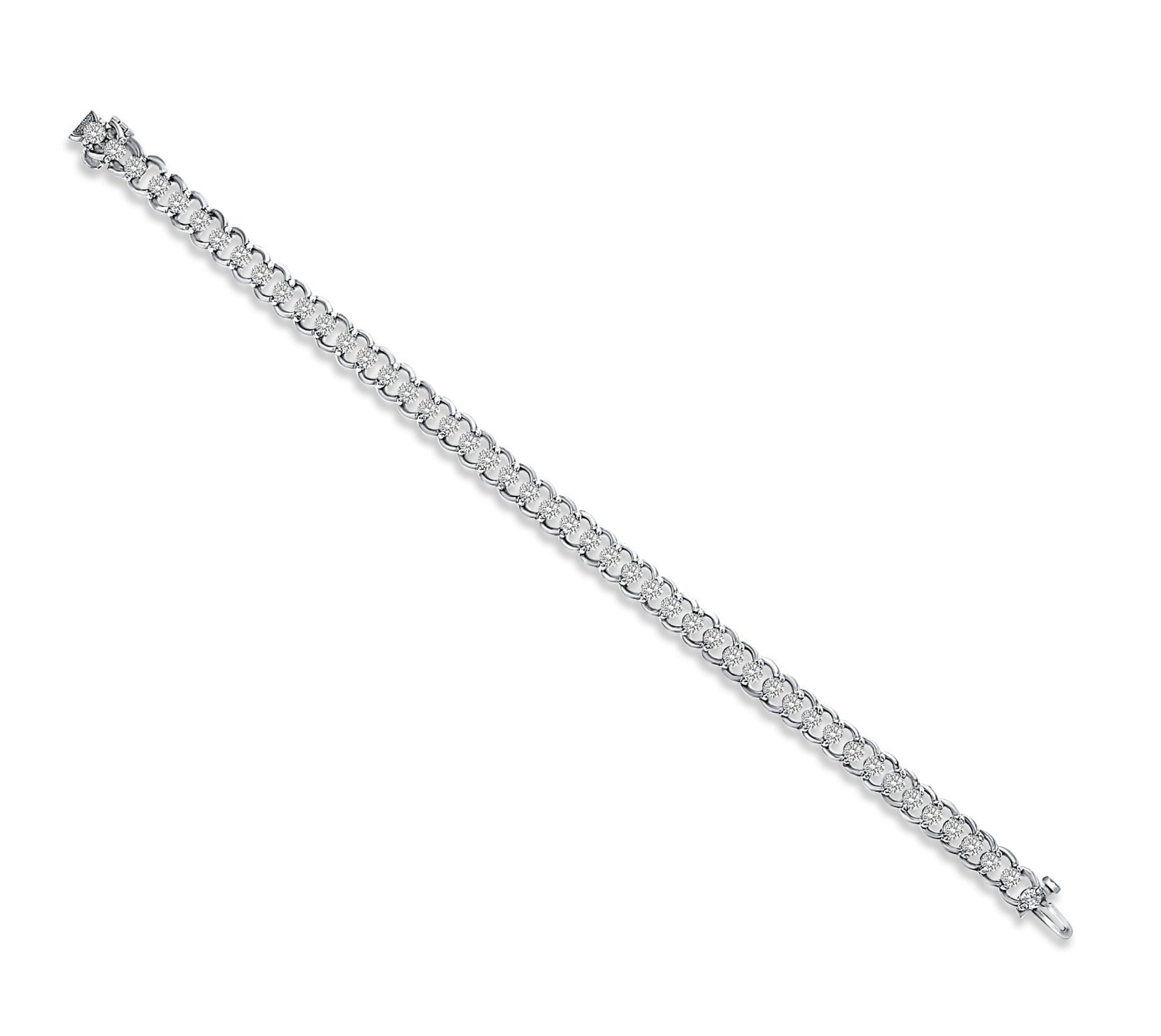 Diamond Link Bracelet with Polished Links 4.70cttw 14k White Gold