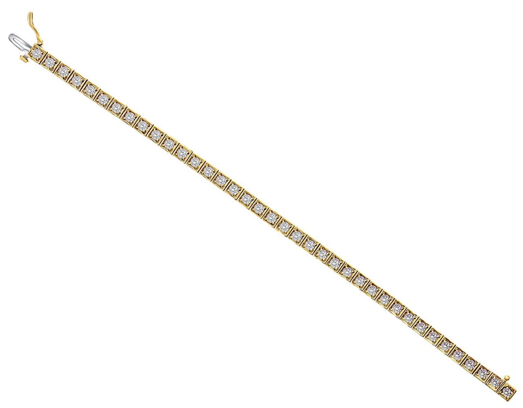 Five Carat Diamond Tennis Bracelet with Square Bezel Setting 14k Yellow Gold