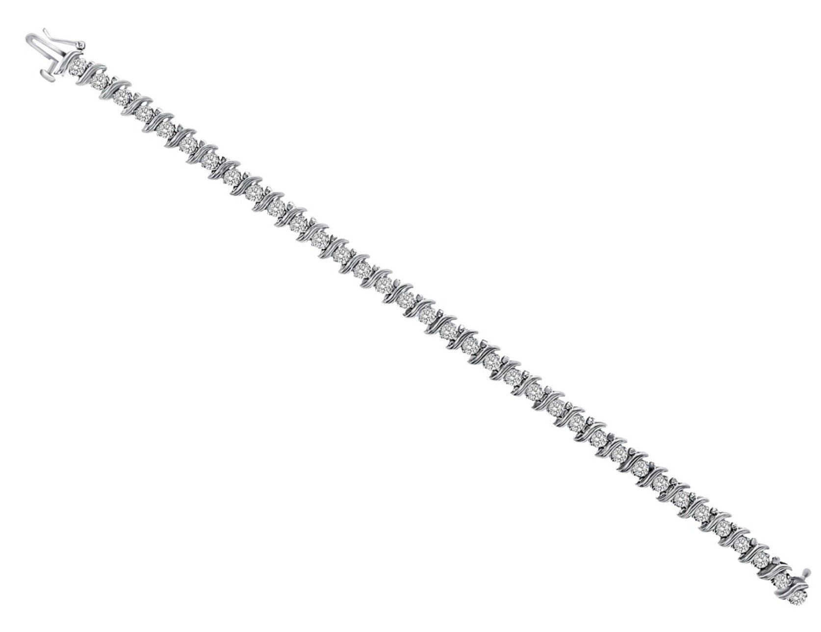 3 Carat Vintage S Style Diamond Tennis Bracelet 14k White Gold