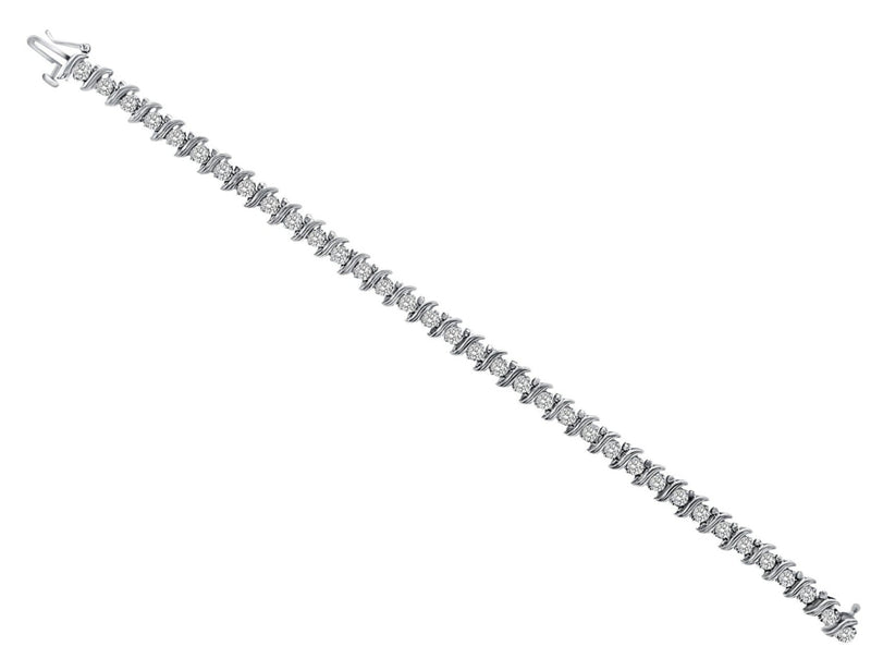 Pulsera de tenis con diamantes estilo S vintage de 3 quilates en oro blanco de 14 k