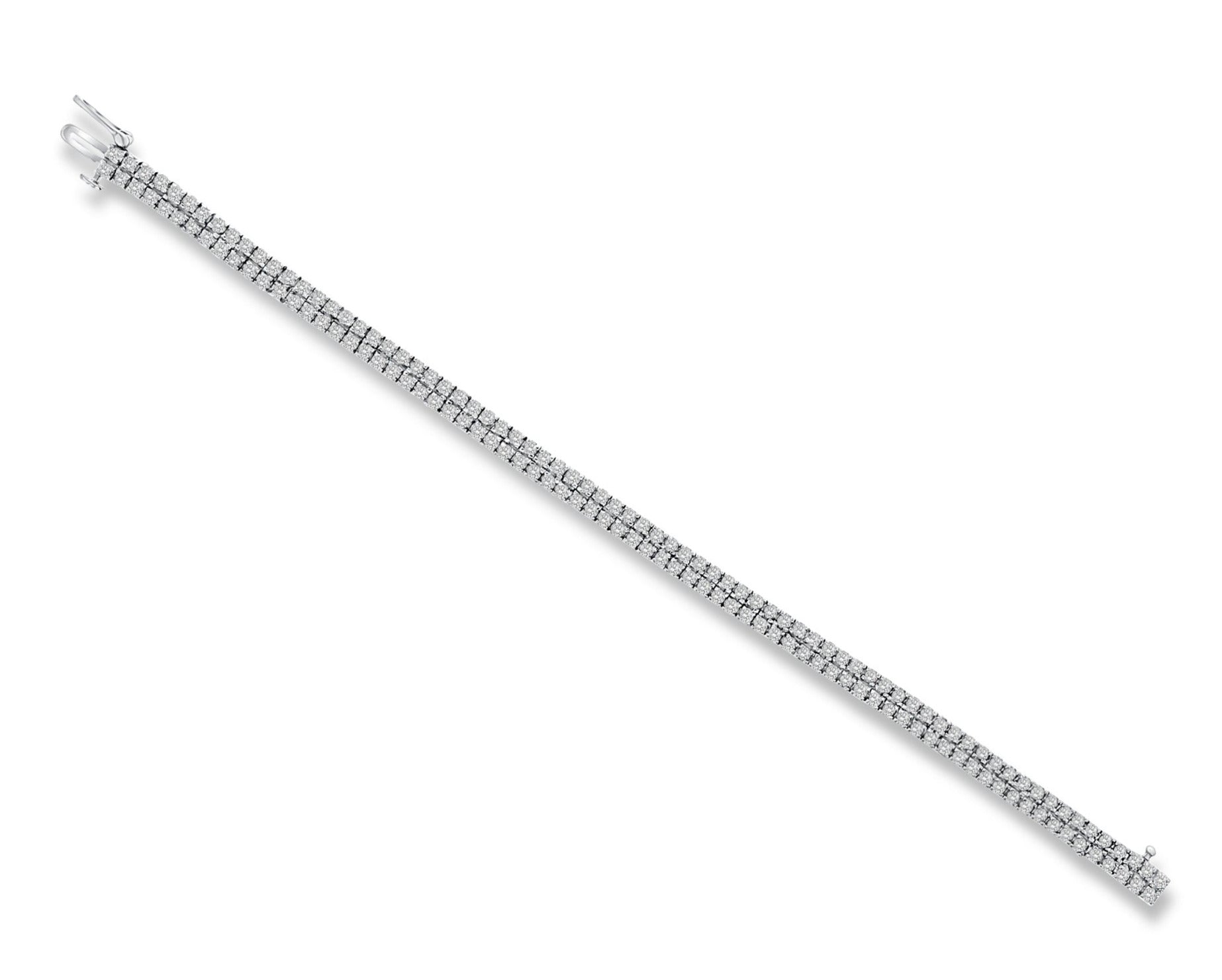 Double Row Diamond Line Bracelet 14k White Gold