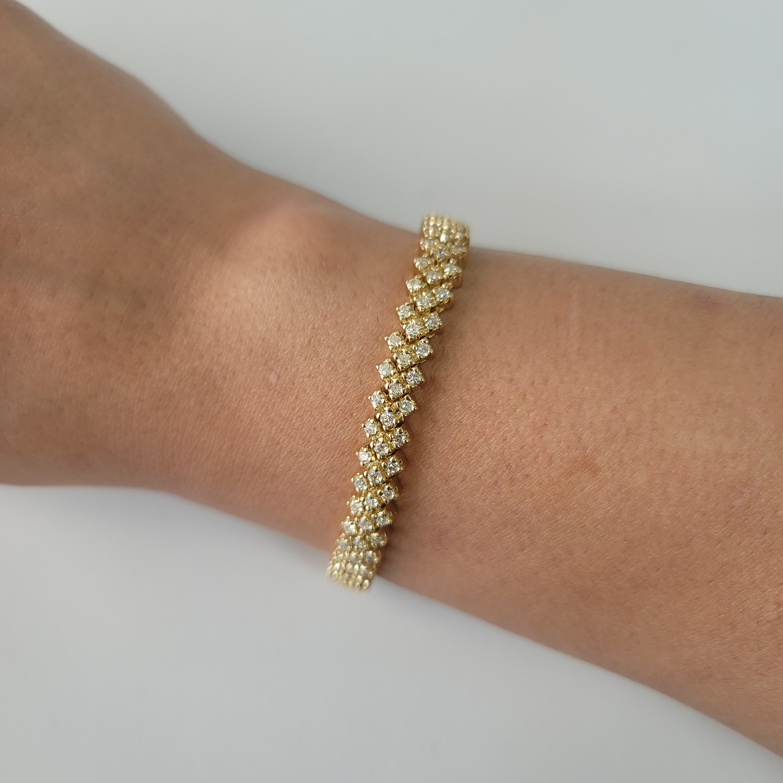 Basketweave Diamond Tennis Bracelet 4.25cttw 14k Yellow Gold