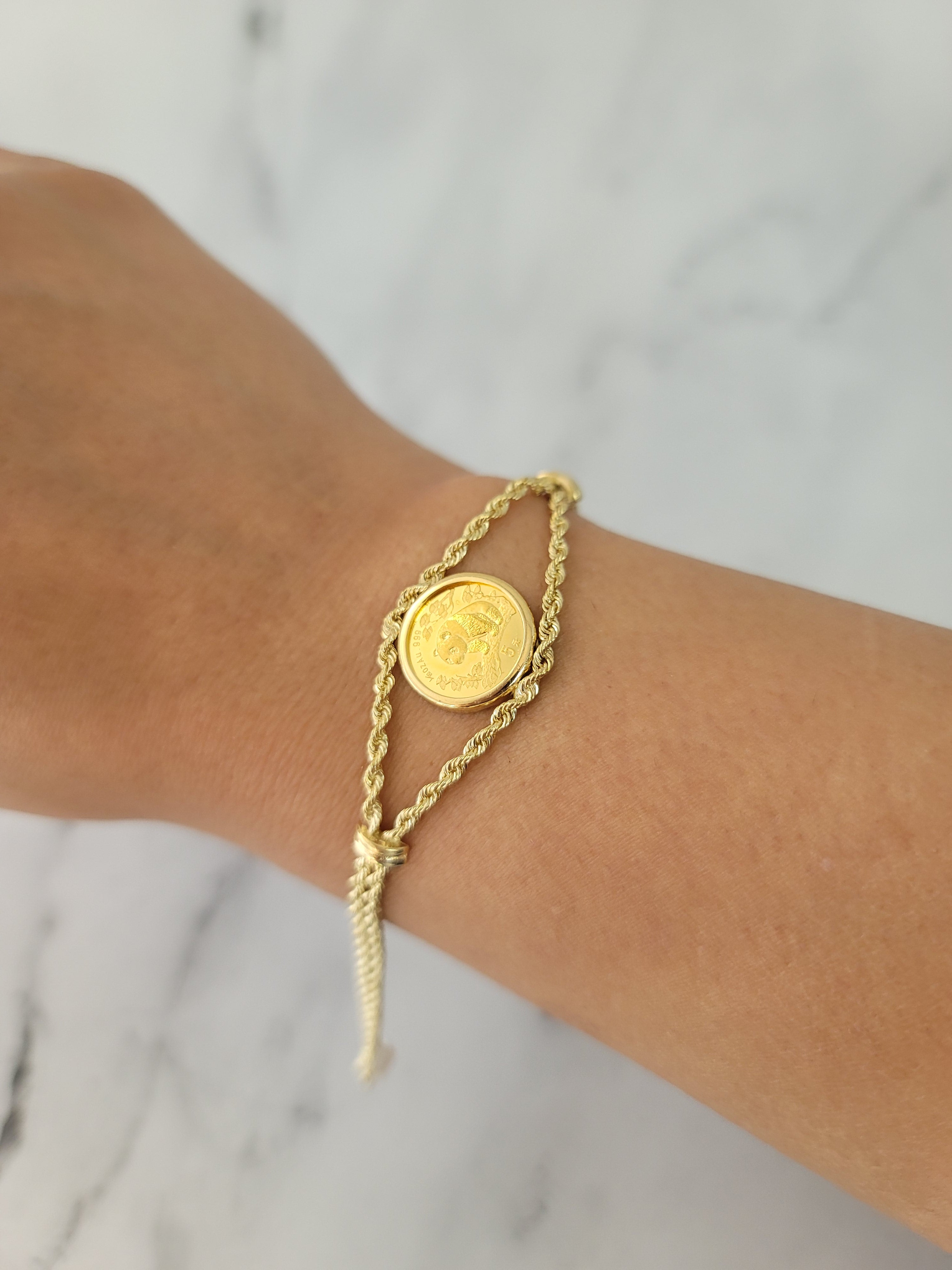 Asian Coin Bracelet 14k Yellow Gold