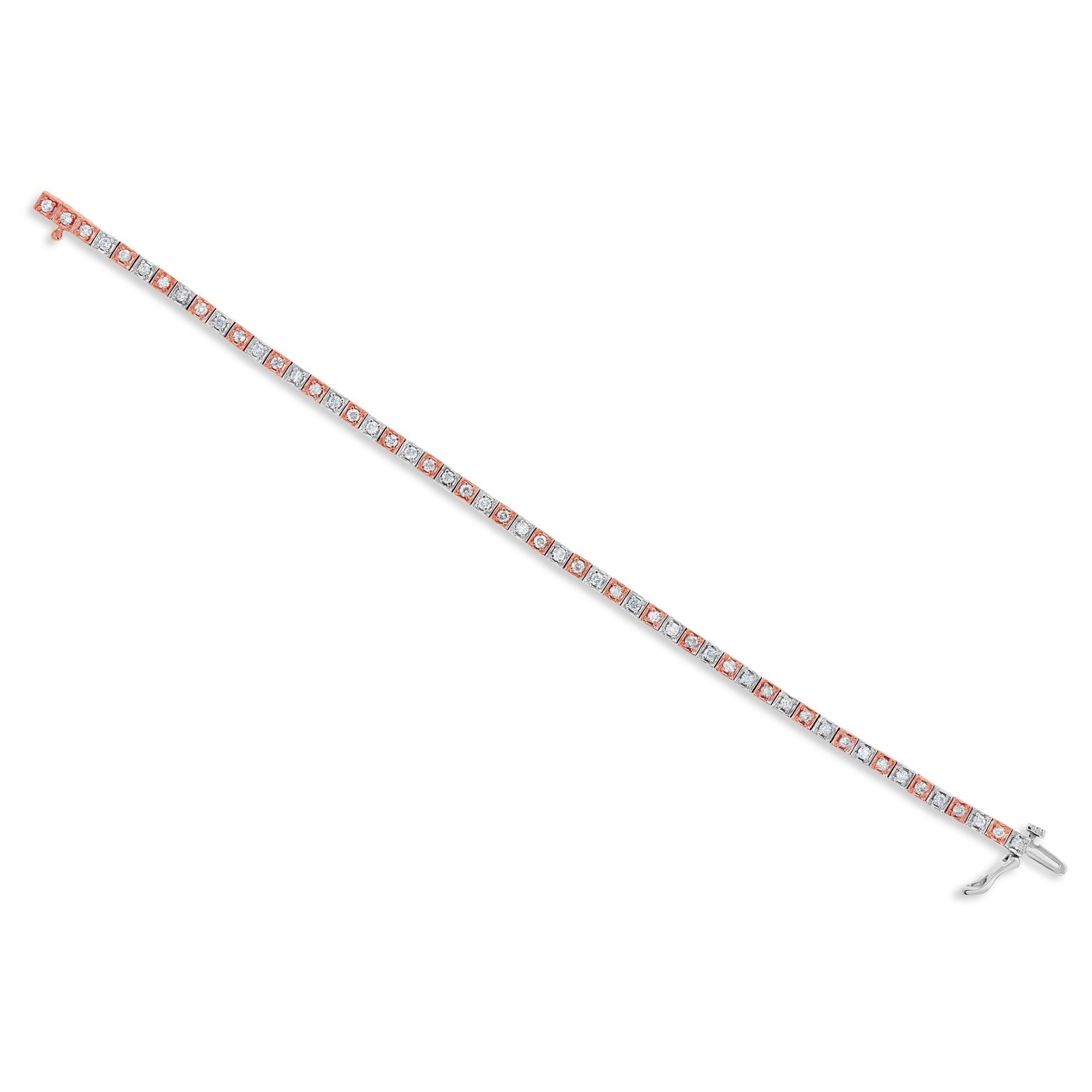 Two Toned Rose & White Gold Diamond Tennis Bracelet 1.57cttw