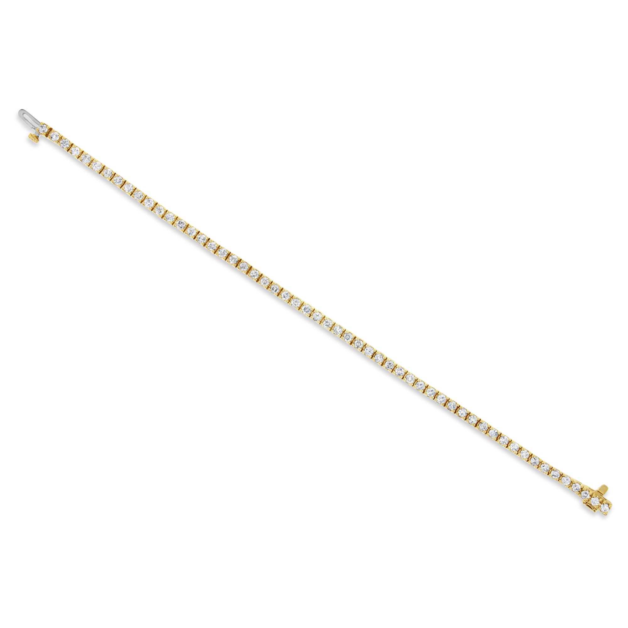 Pulsera de tenis con diamantes de 3 quilates en oro amarillo de 14 k