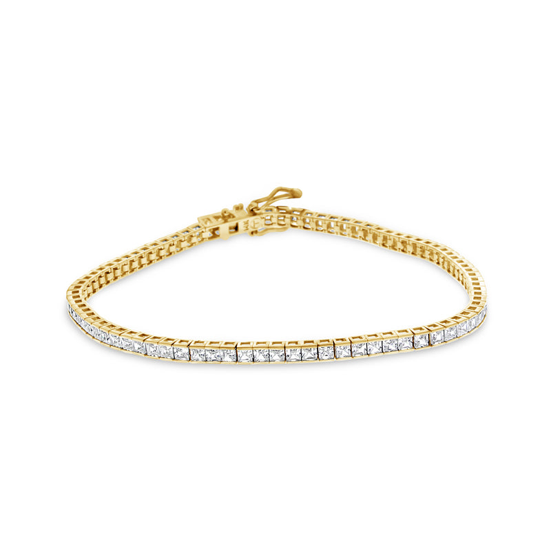 Pulsera de tenis con canal de circonita cúbica de corte princesa de 3 quilates