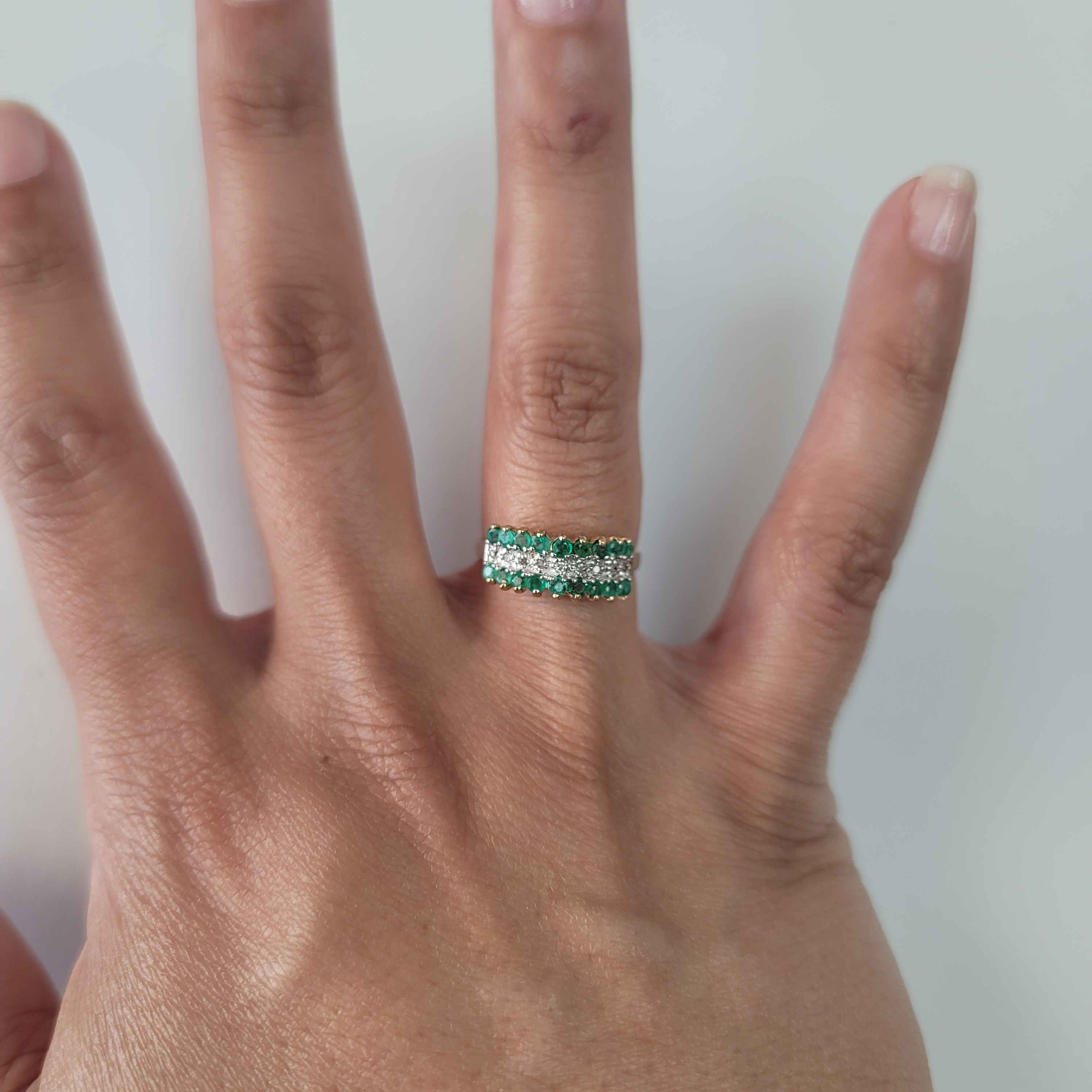 Emerald & Diamond Cocktail Ring 10k Yellow Gold