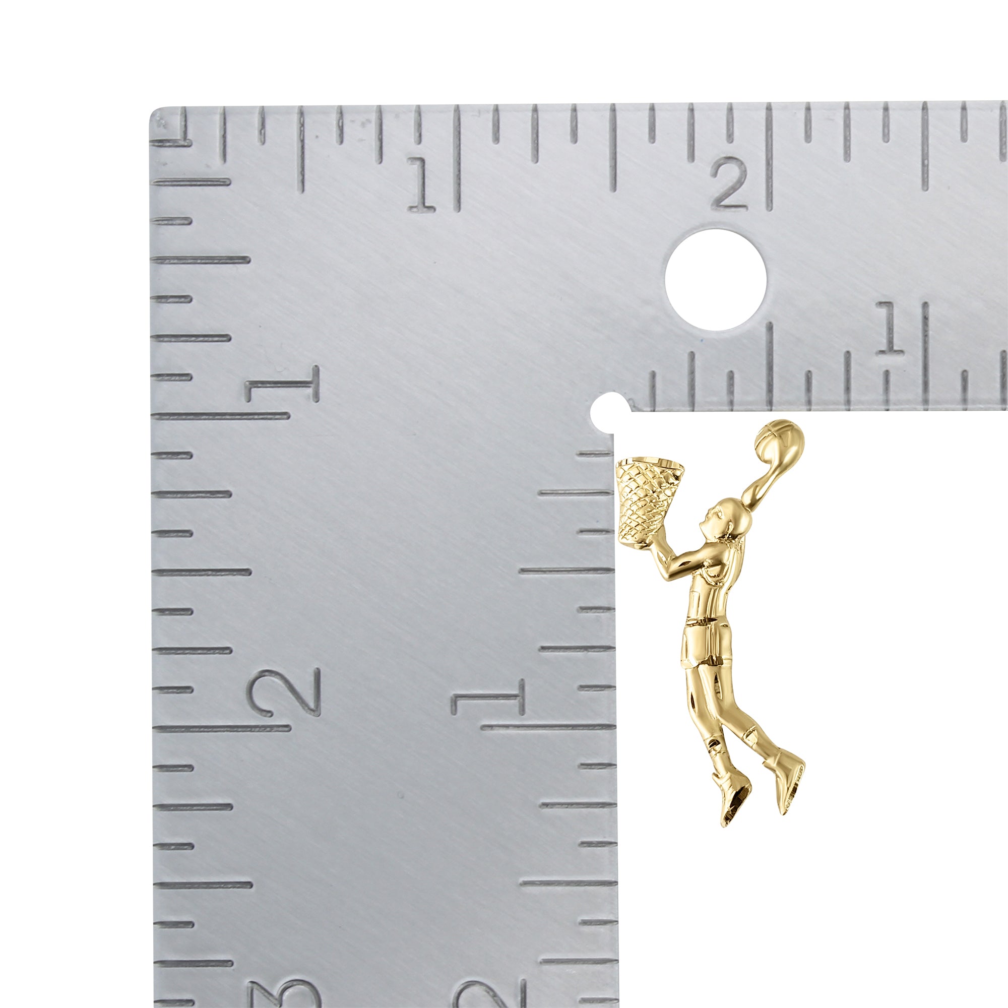 Dunking Basketball Player with Diamond Cuts 14k Yellow Gold