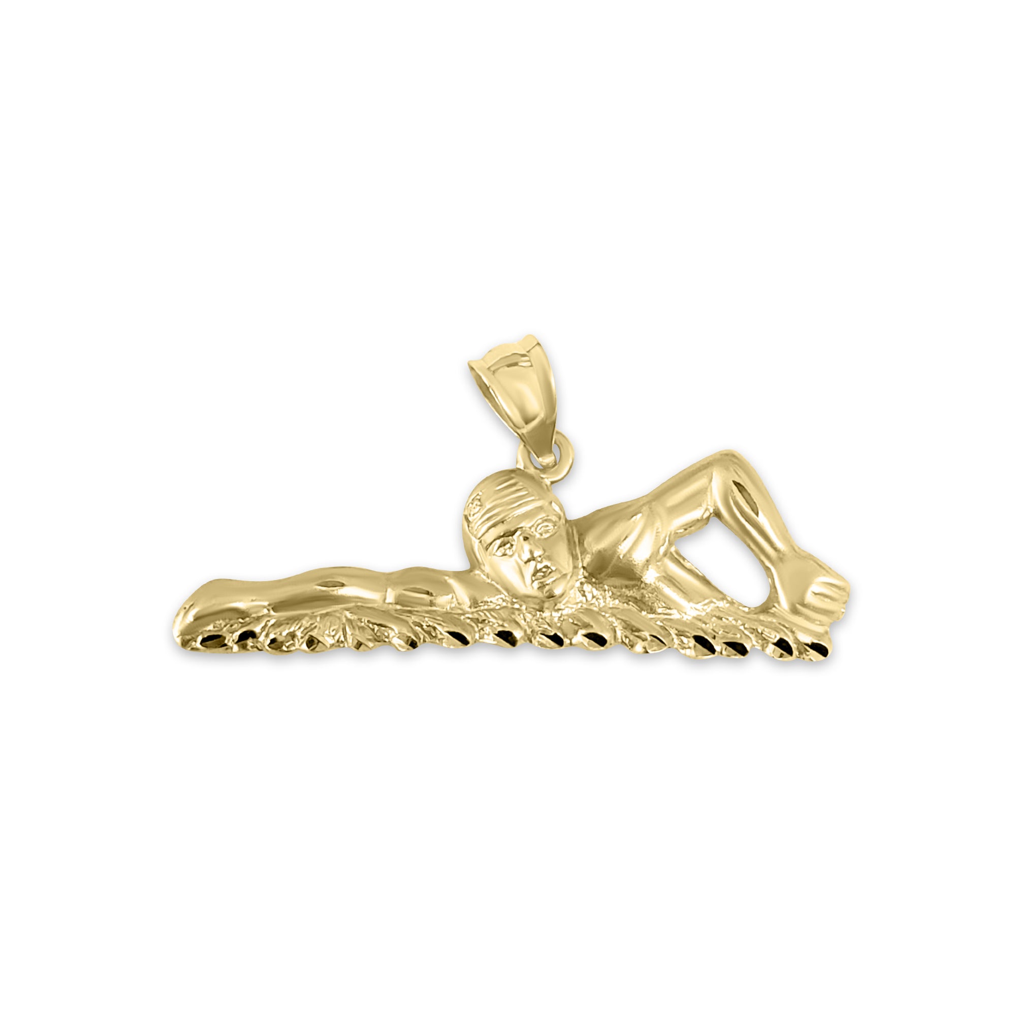 Swimmer with Diamnd Cuts Charm/Pendant 14k Yellow Gold