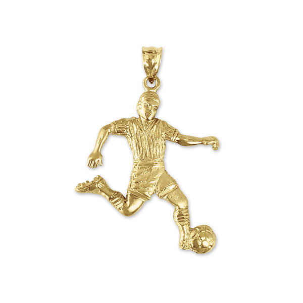 Soccer/Futbol Player Charm with Diamond Cuts 14k Yellow Gold