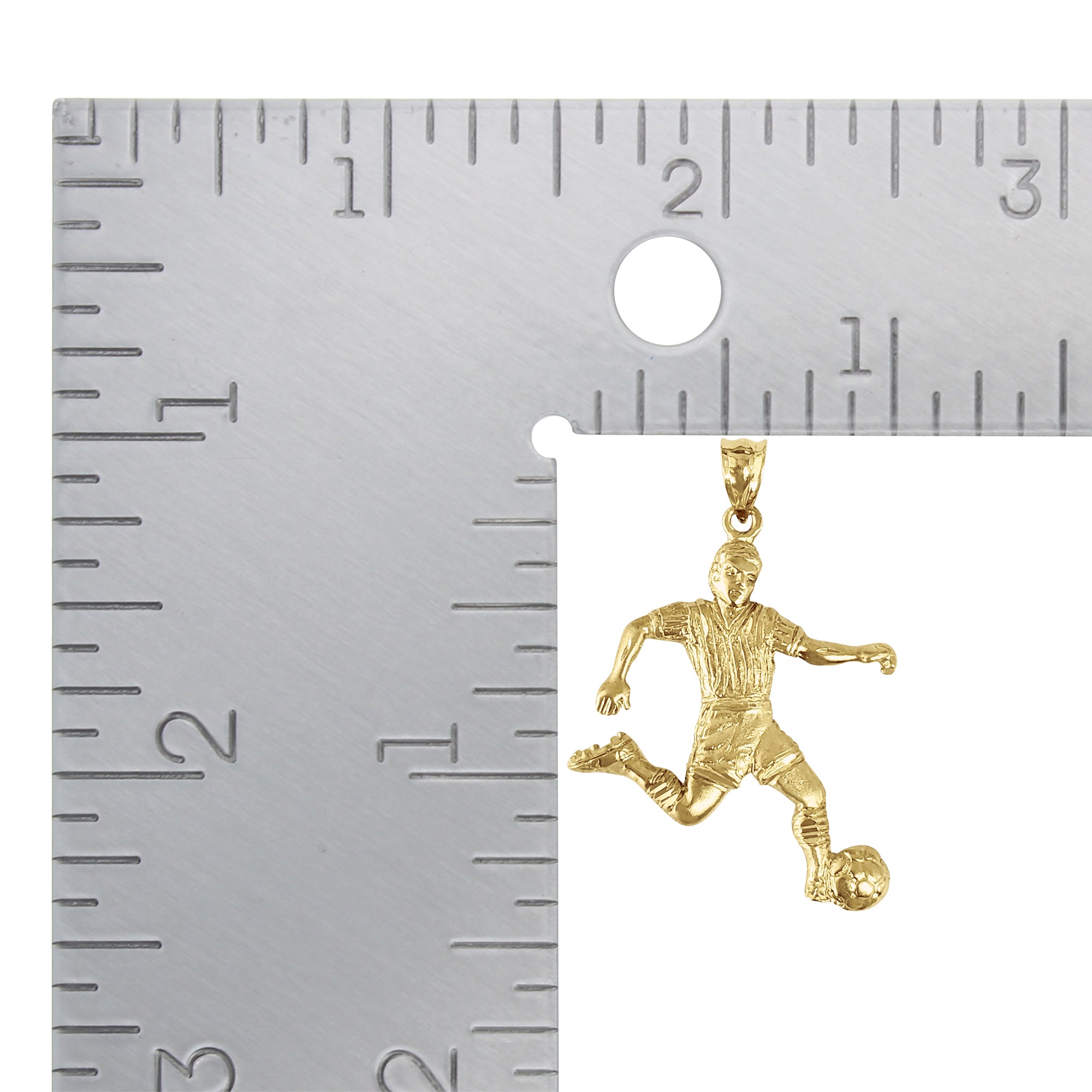 Soccer/Futbol Player Charm with Diamond Cuts 14k Yellow Gold