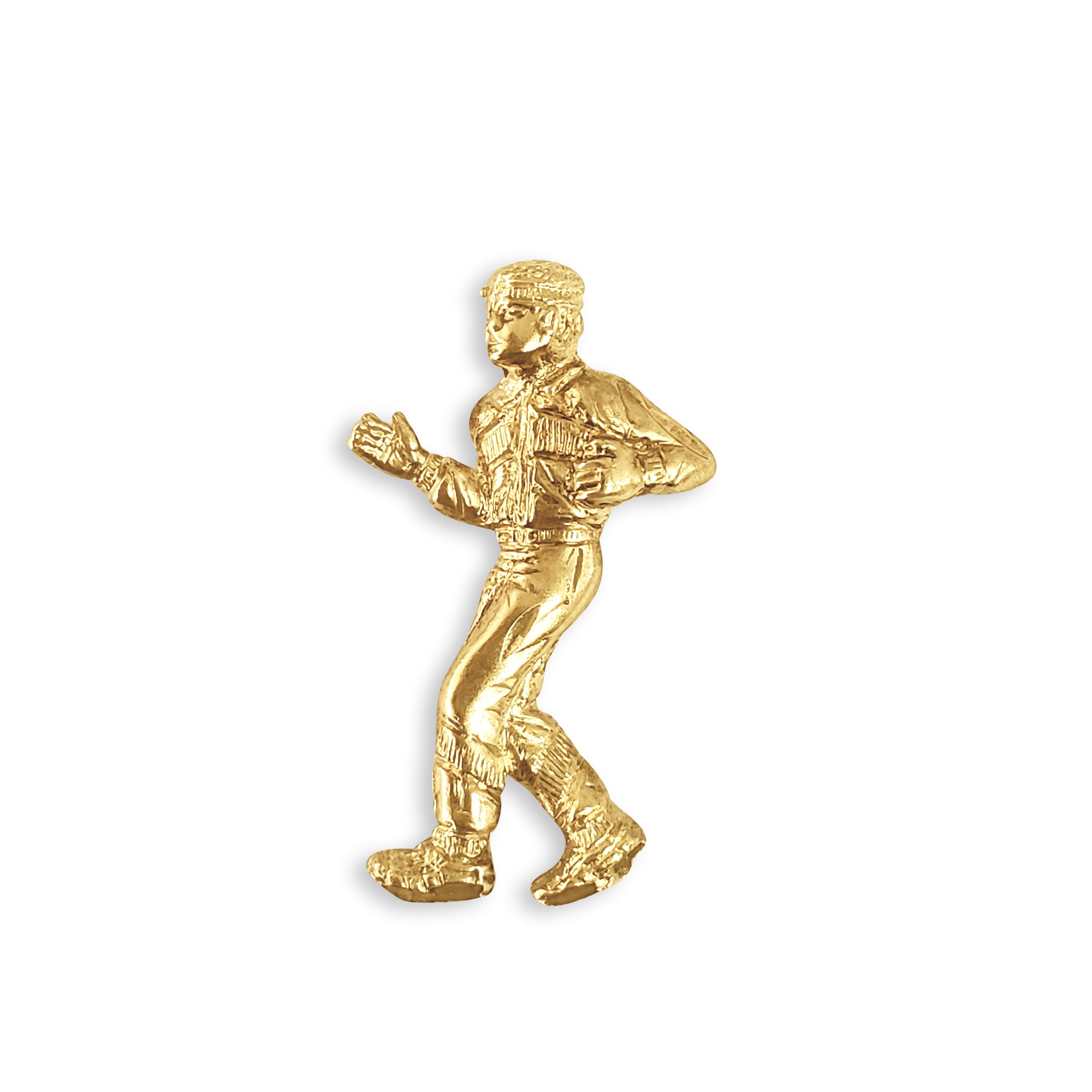 Gold Running Man with Diamond Cuts Charm/Pendant 14k Yellow Gold