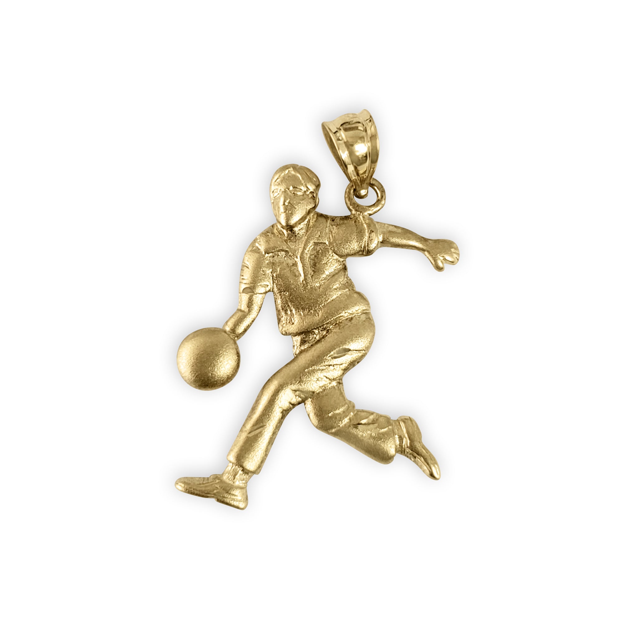 Male Bowler with Diamond Cuts Charm/Pendant 14k Yellow Gold