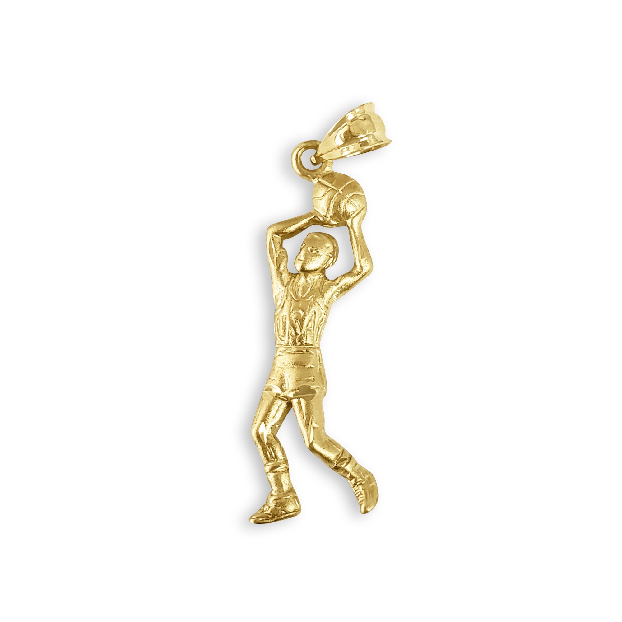 Basketball player with Diamond Cuts Charm/Pendants 14k Yellow Gold