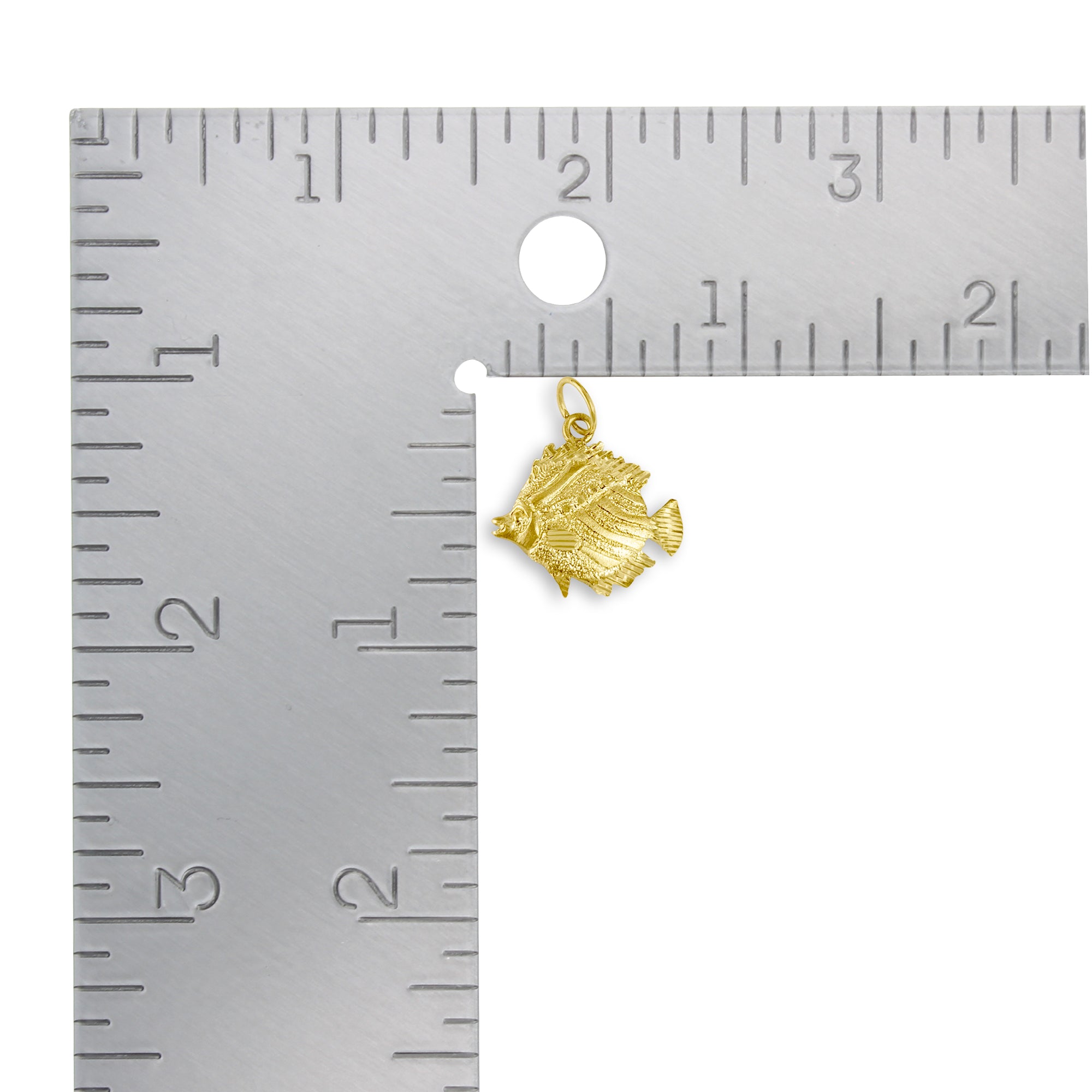 Angelfish with Diamond Cuts Charm/Pendant 14k Yellow Gold