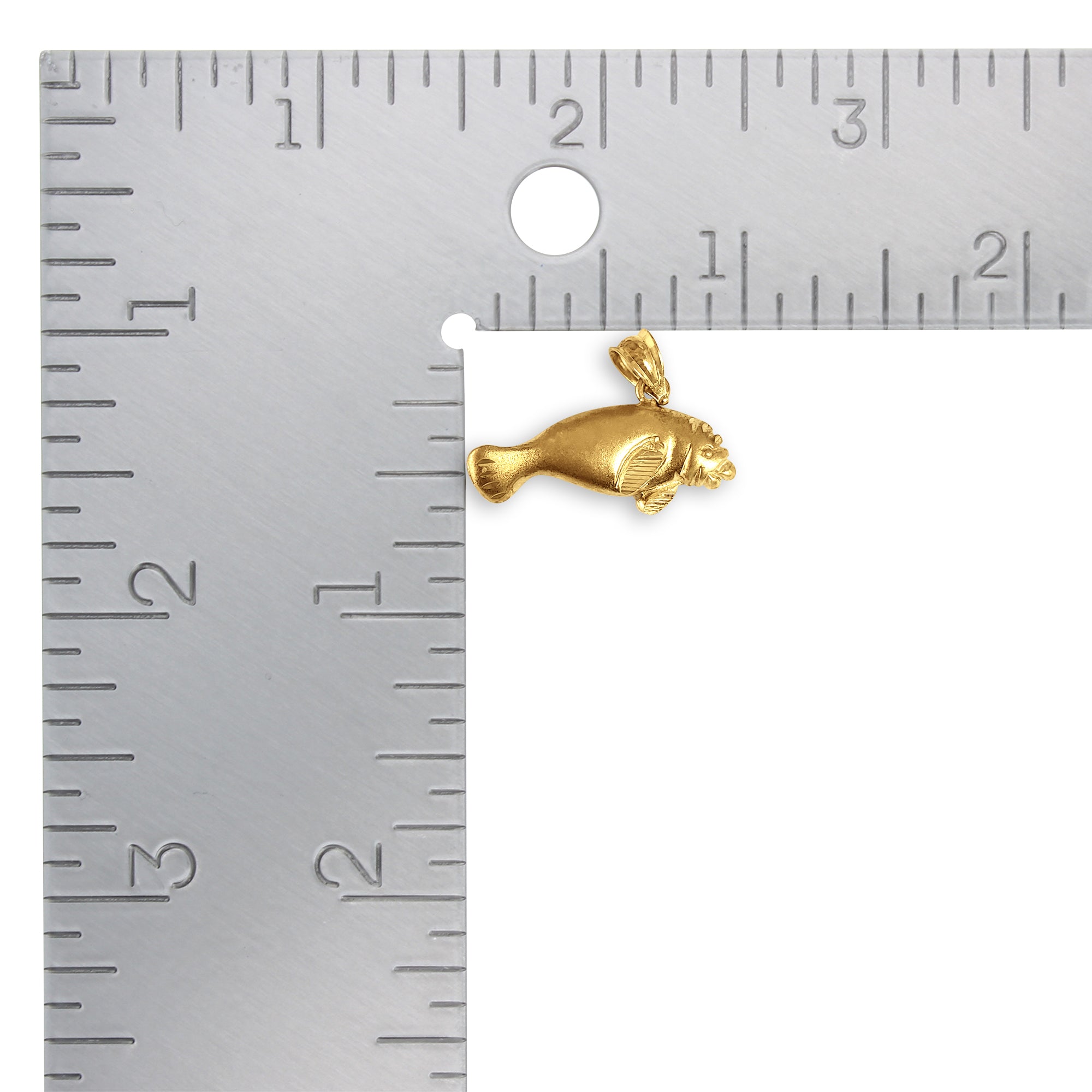 Manatee with Diamond Cuts Charm/Pendant 14k Yellow Gold