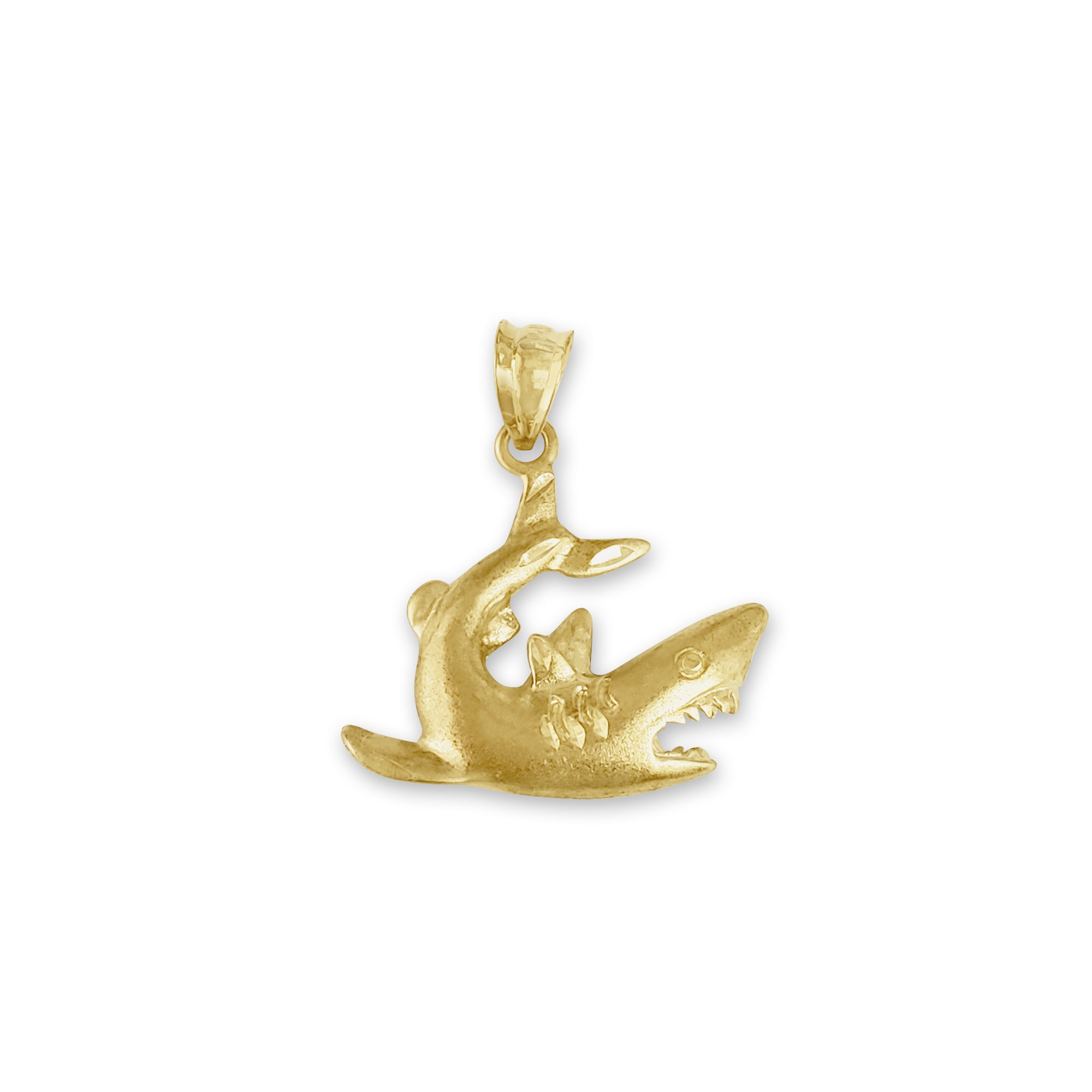 Shark with Diamond Cuts Charm/Pendant 14k Yellow Gold