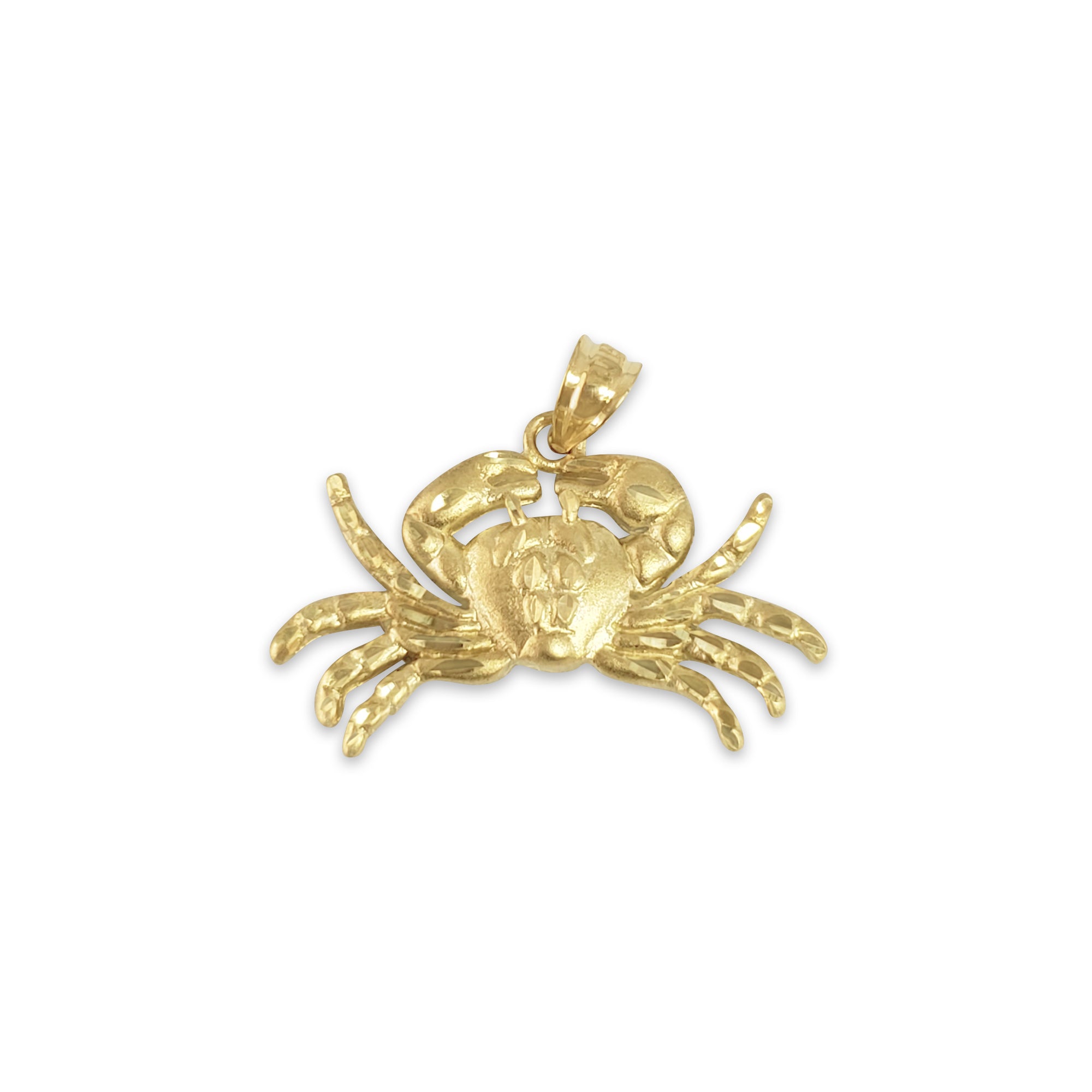 Crab with Diamond Cuts Charm/Pendant 14k Yellow Gold