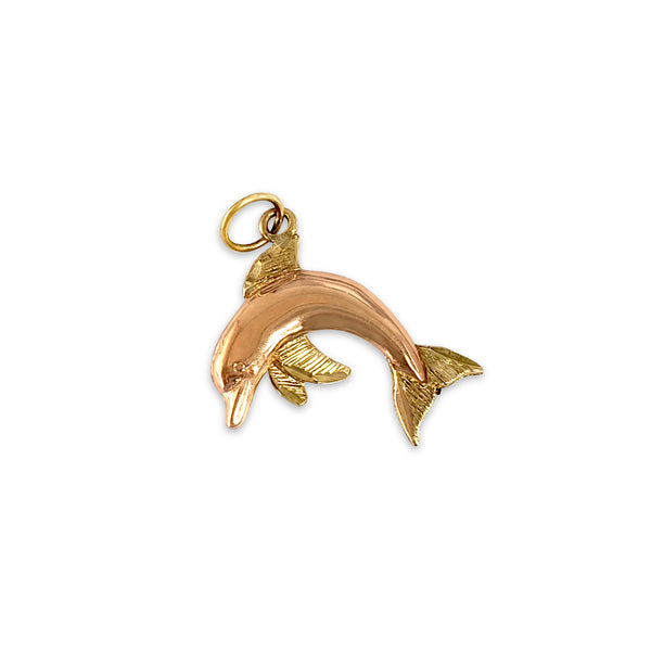 Polished Rose Gold Dolphin with Yellow Gold Accents 14k Gold