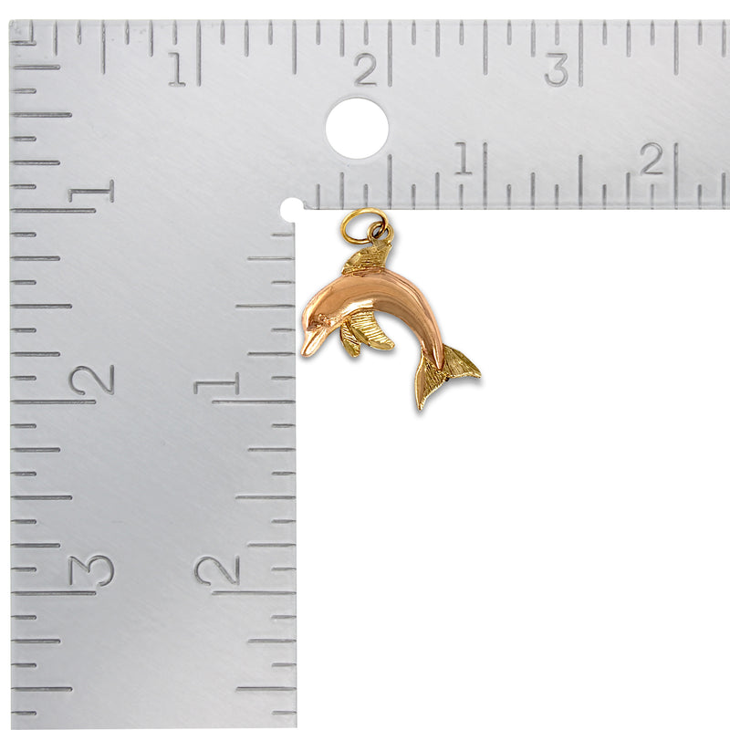 Polished Rose Gold Dolphin with Yellow Gold Accents 14k Gold