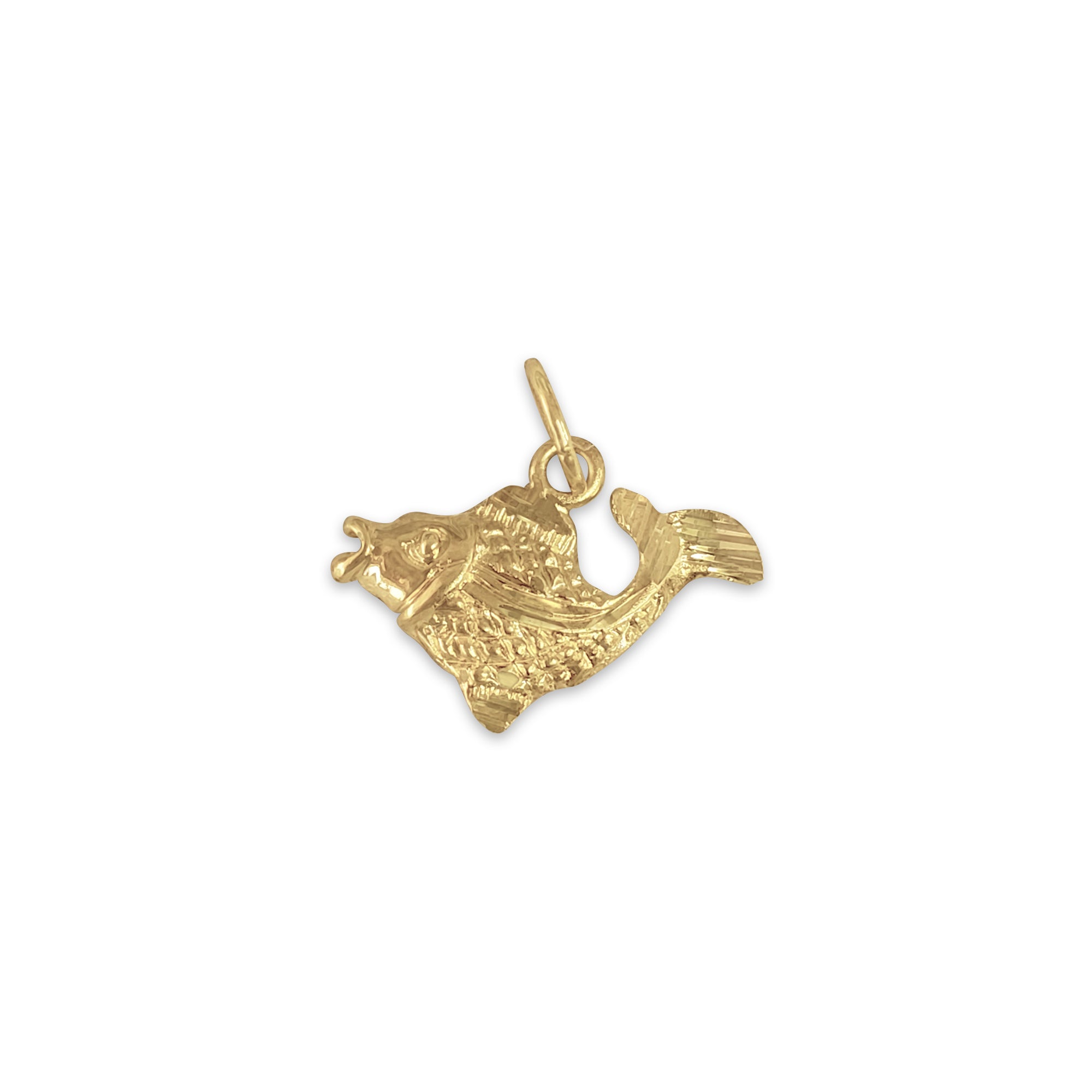 Fish with Diamond Cuts Charm/Pendant 14k Yellow Gold