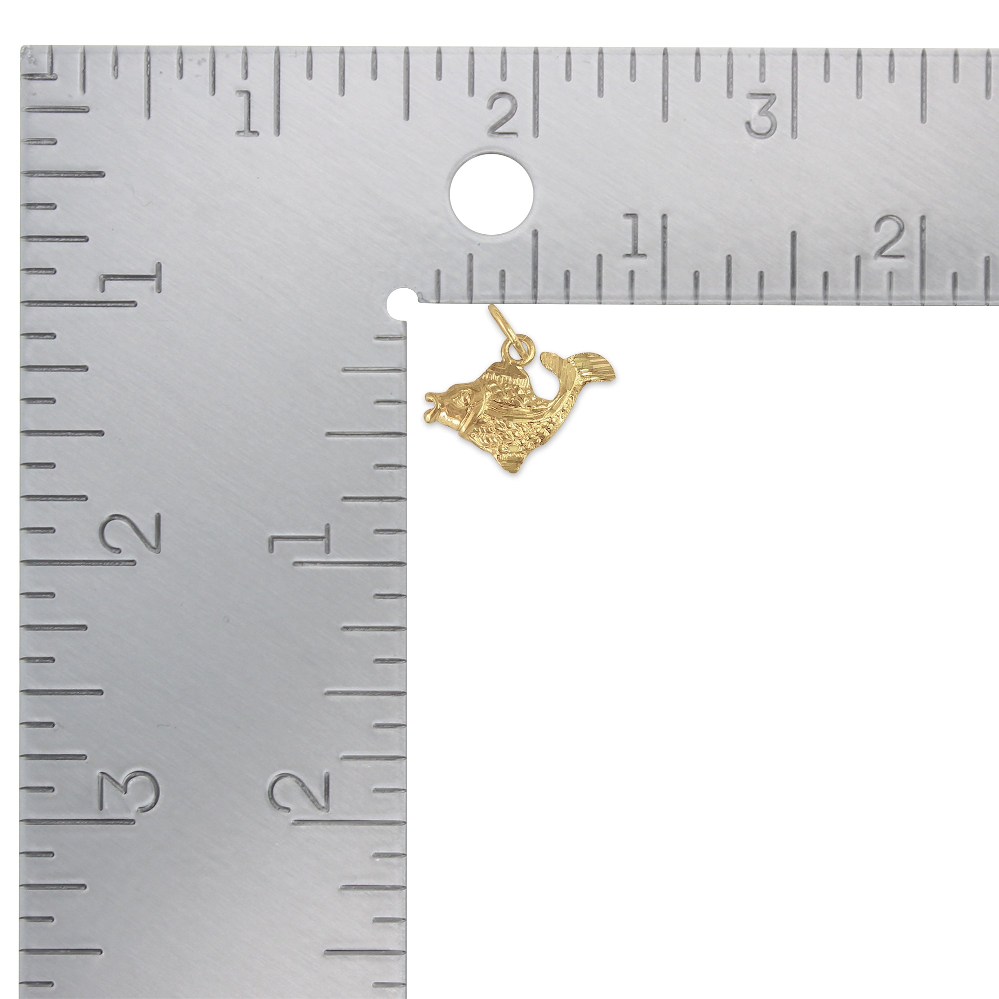 Fish with Diamond Cuts Charm/Pendant 14k Yellow Gold