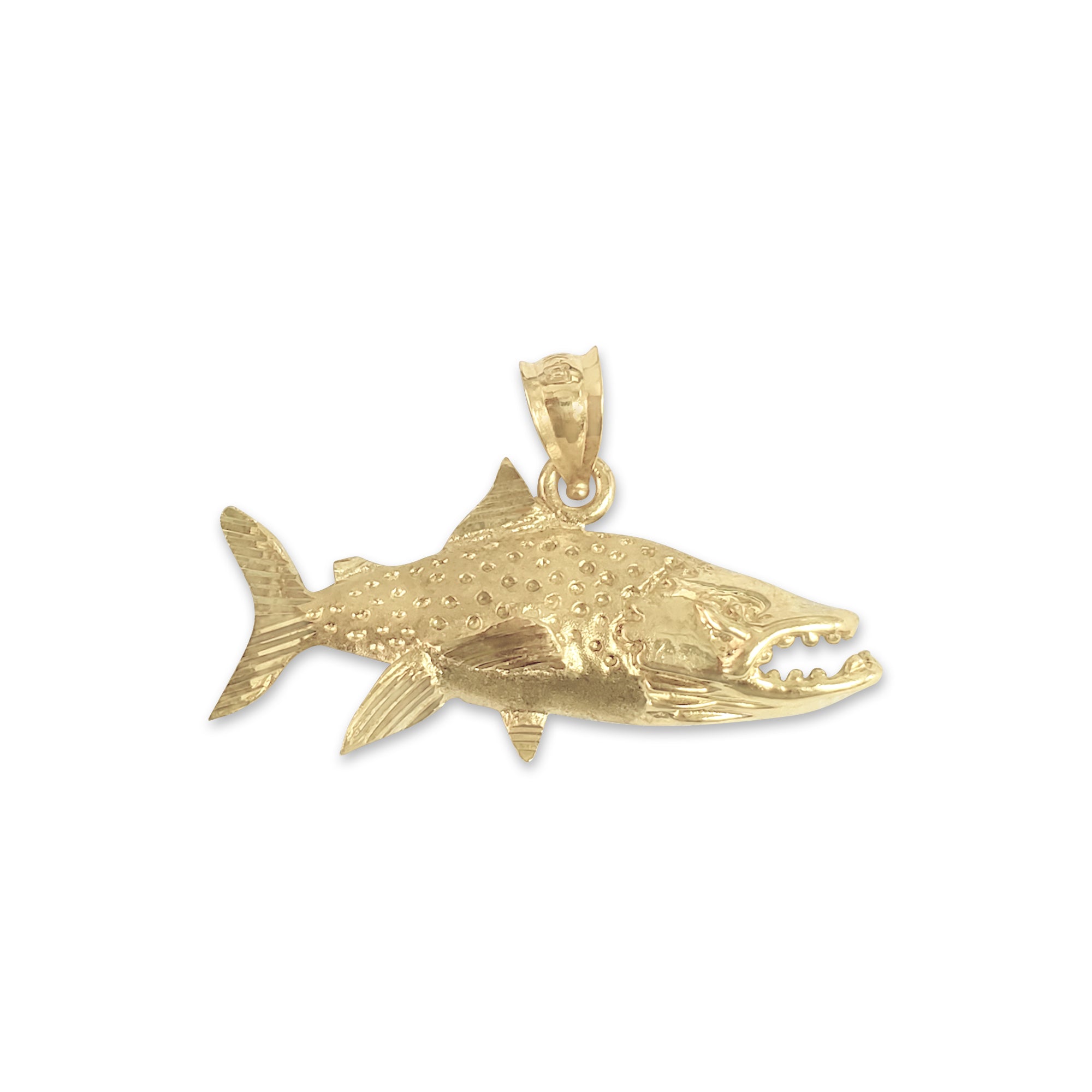 Fish with Diamond Cuts Charm/Pendant 14k Yellow Gold