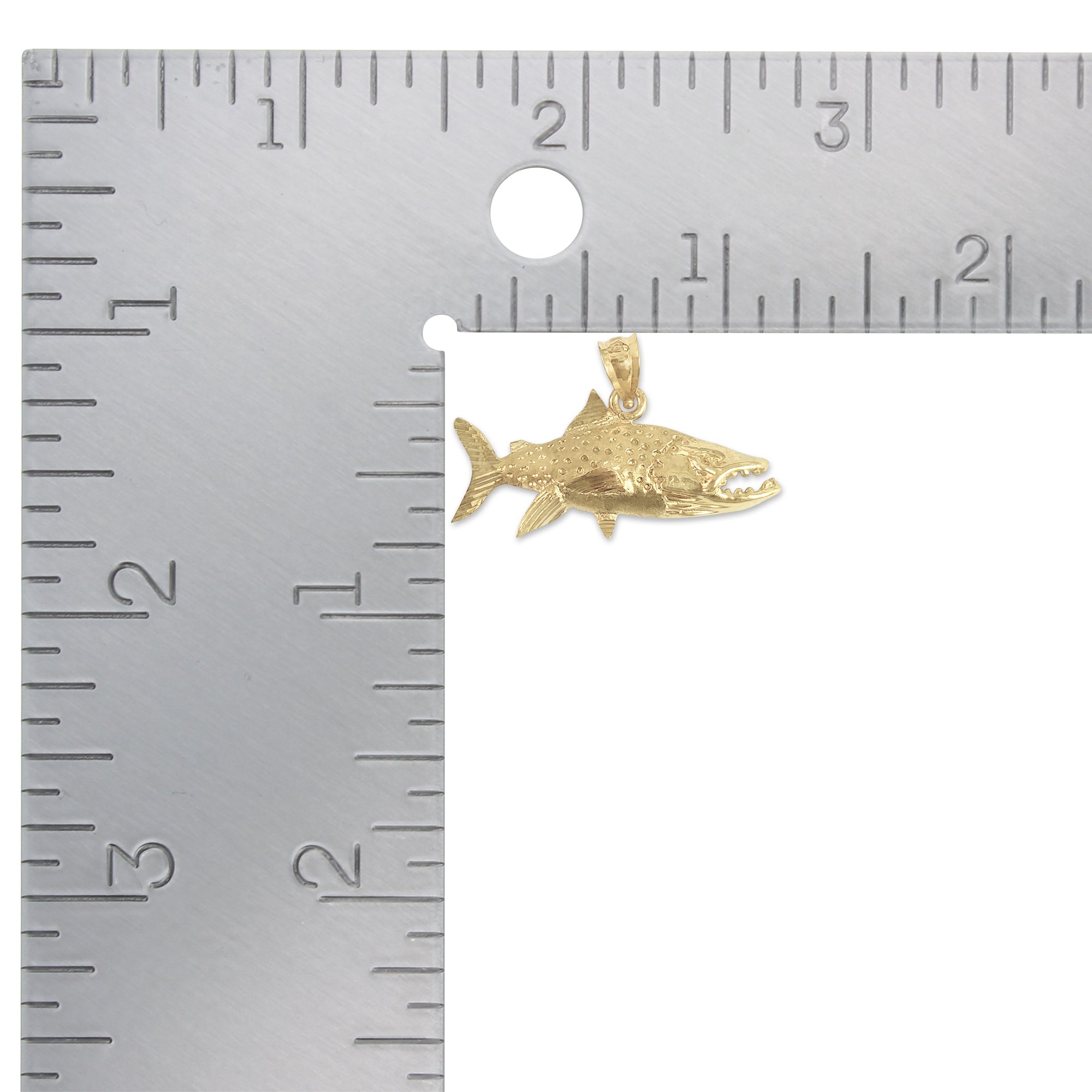 Fish with Diamond Cuts Charm/Pendant 14k Yellow Gold