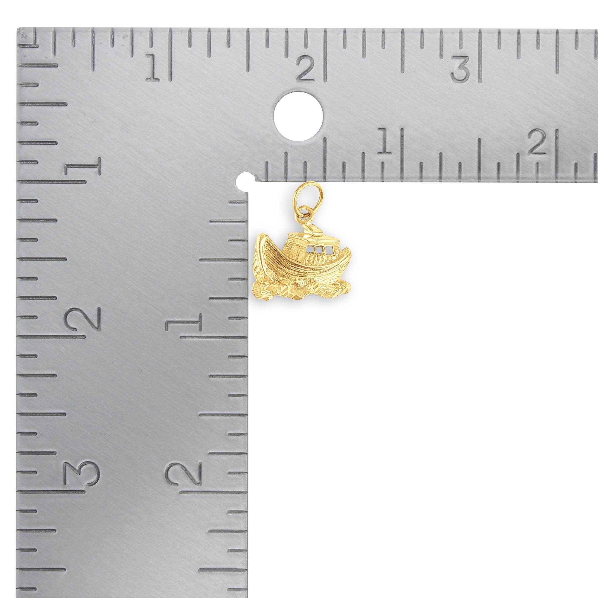 Fishing Boat with Diamond Cuts Charm/Pendant 14k Yellow Gold