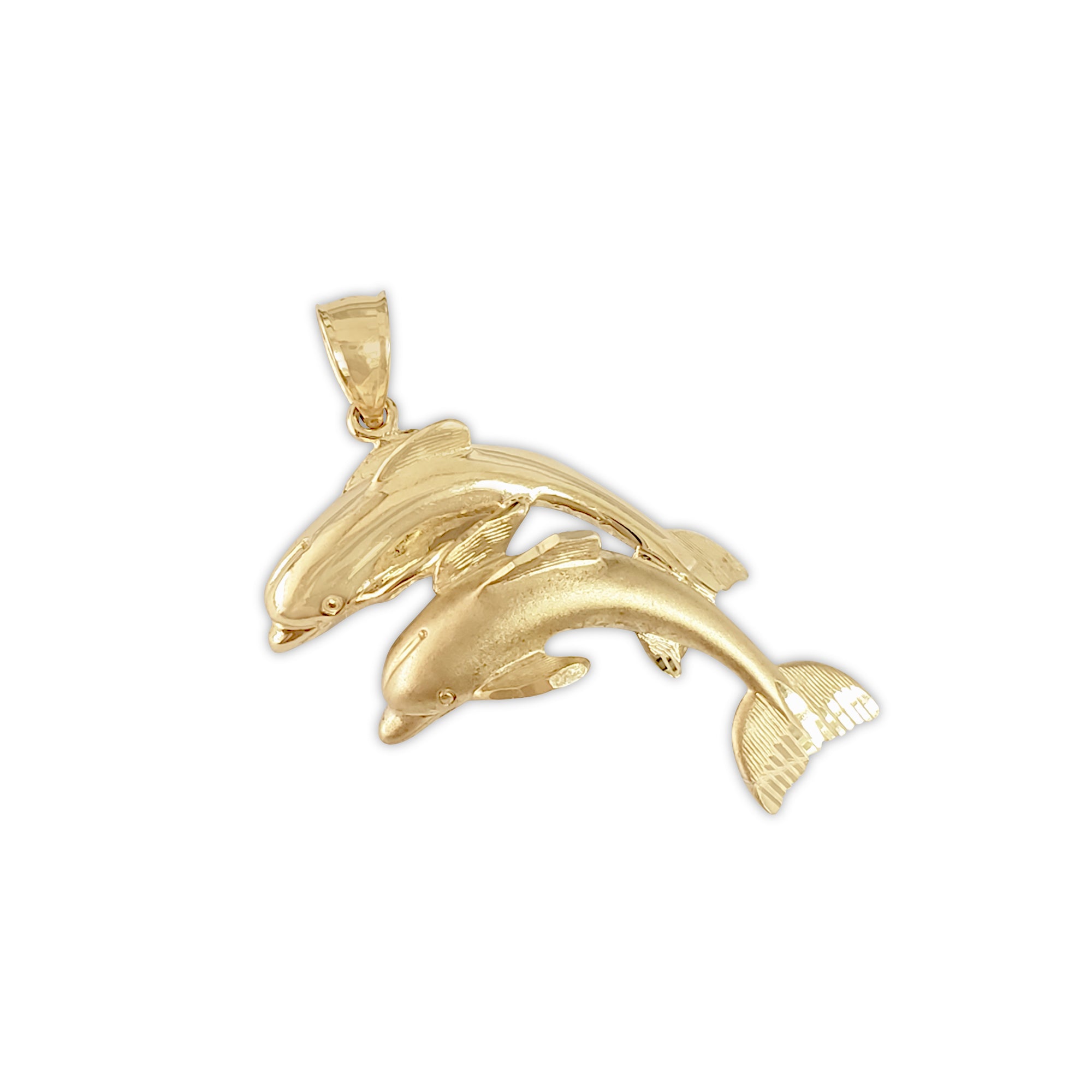 Swimming Dolphins Charm/Pendant 14k Yellow Gold