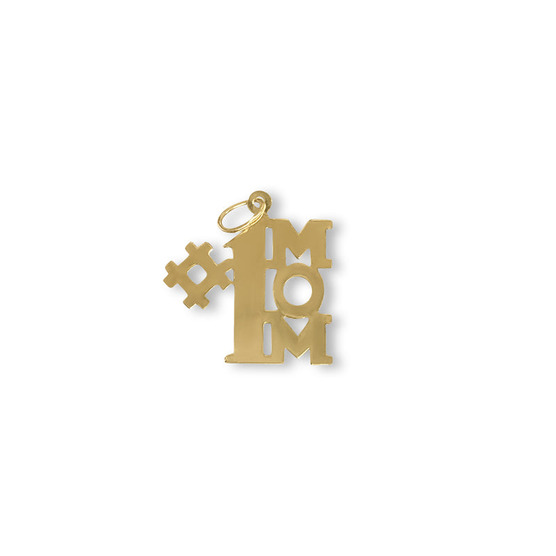 Number One Mom or #1 Dad Pendant with Diamond Cuts 14k Yellow Gold