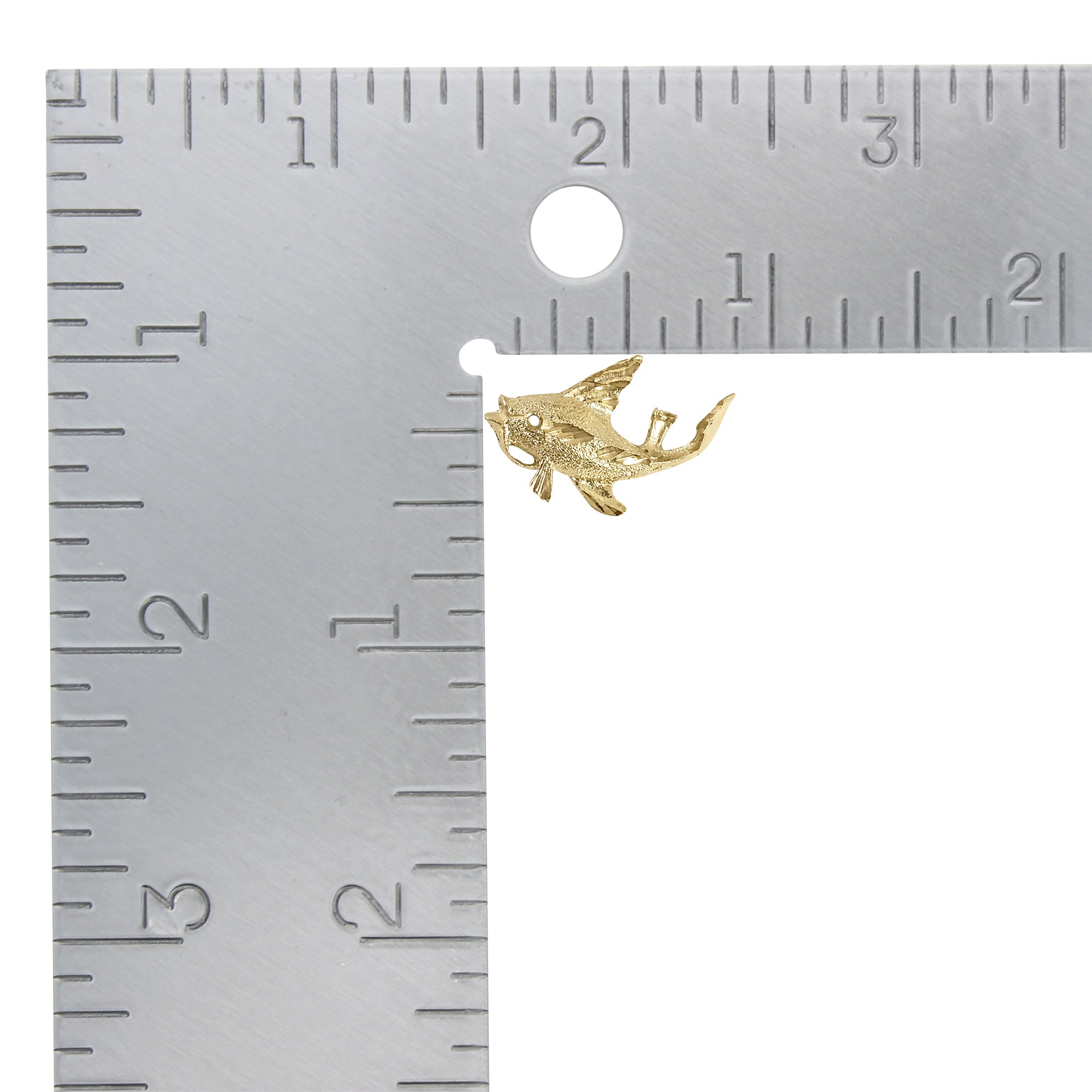 Small Fish with Diamond Cuts Charm/Pendant 14k Yellow Gold