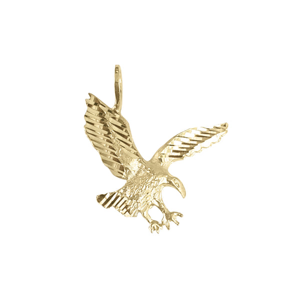 Flying Eagle with Diamond Cuts Charm/Pendant 14k Yellow Gold
