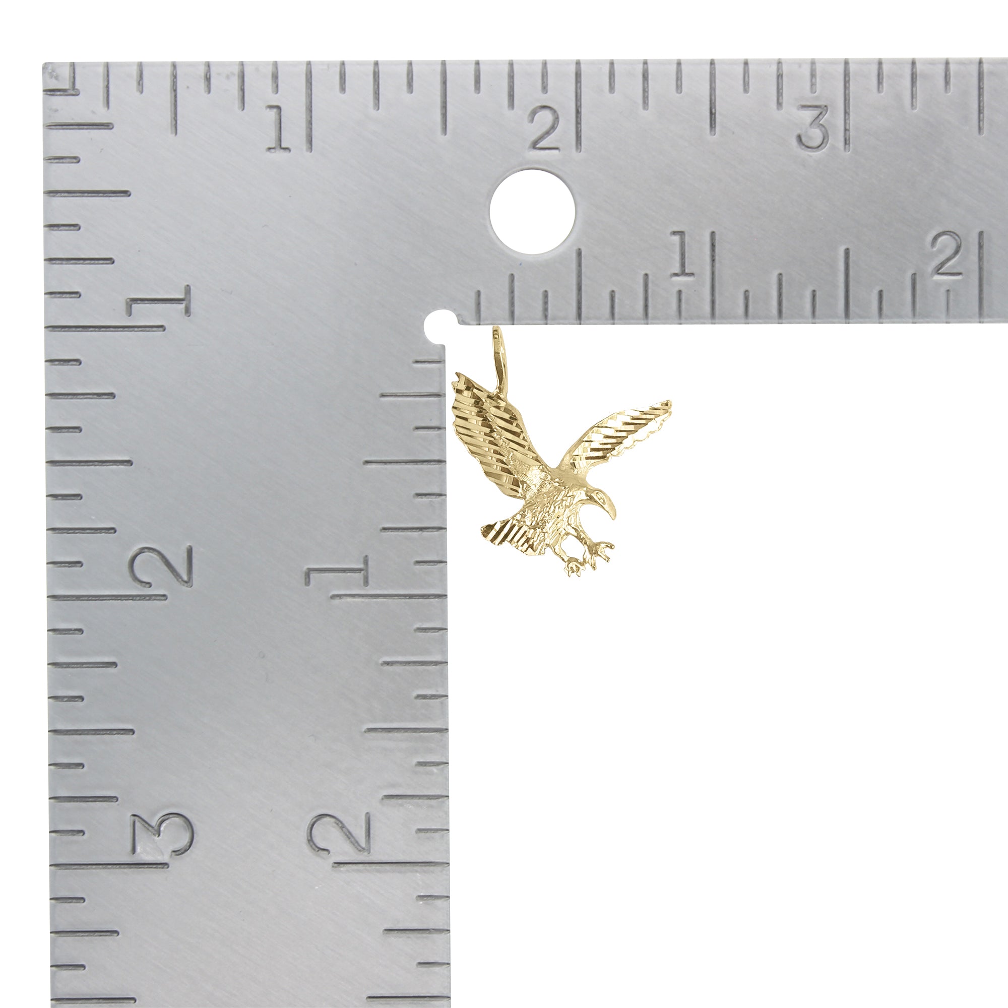 Flying Eagle with Diamond Cuts Charm/Pendant 14k Yellow Gold