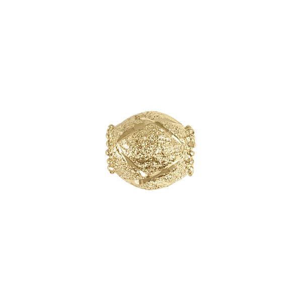 Gold Roundel Bead with Diamond Cuts 14k Yellow Gold